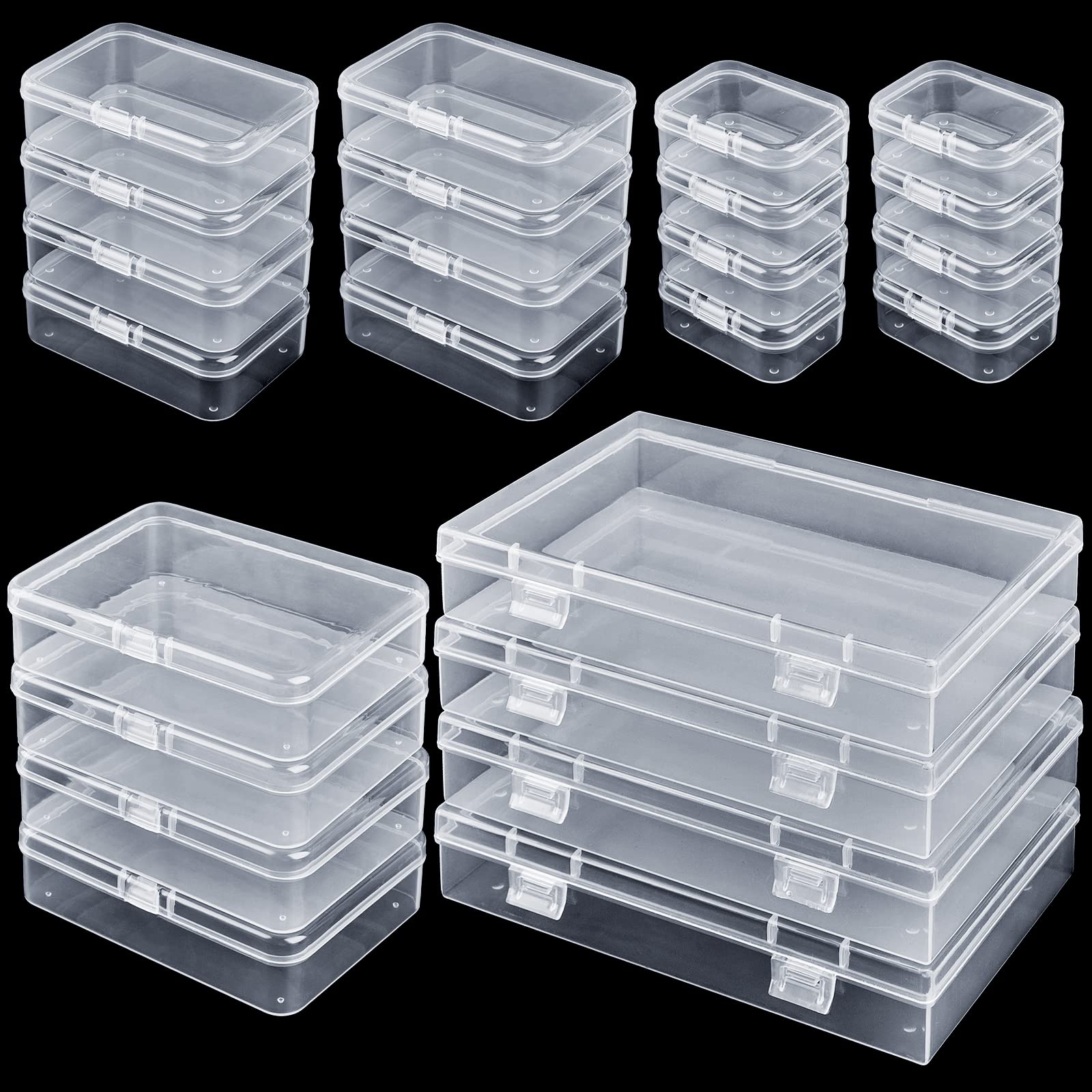 Qeirudu 24 Pcs Mixed Sizes Rectangle Mini Plastic Containers - 4
