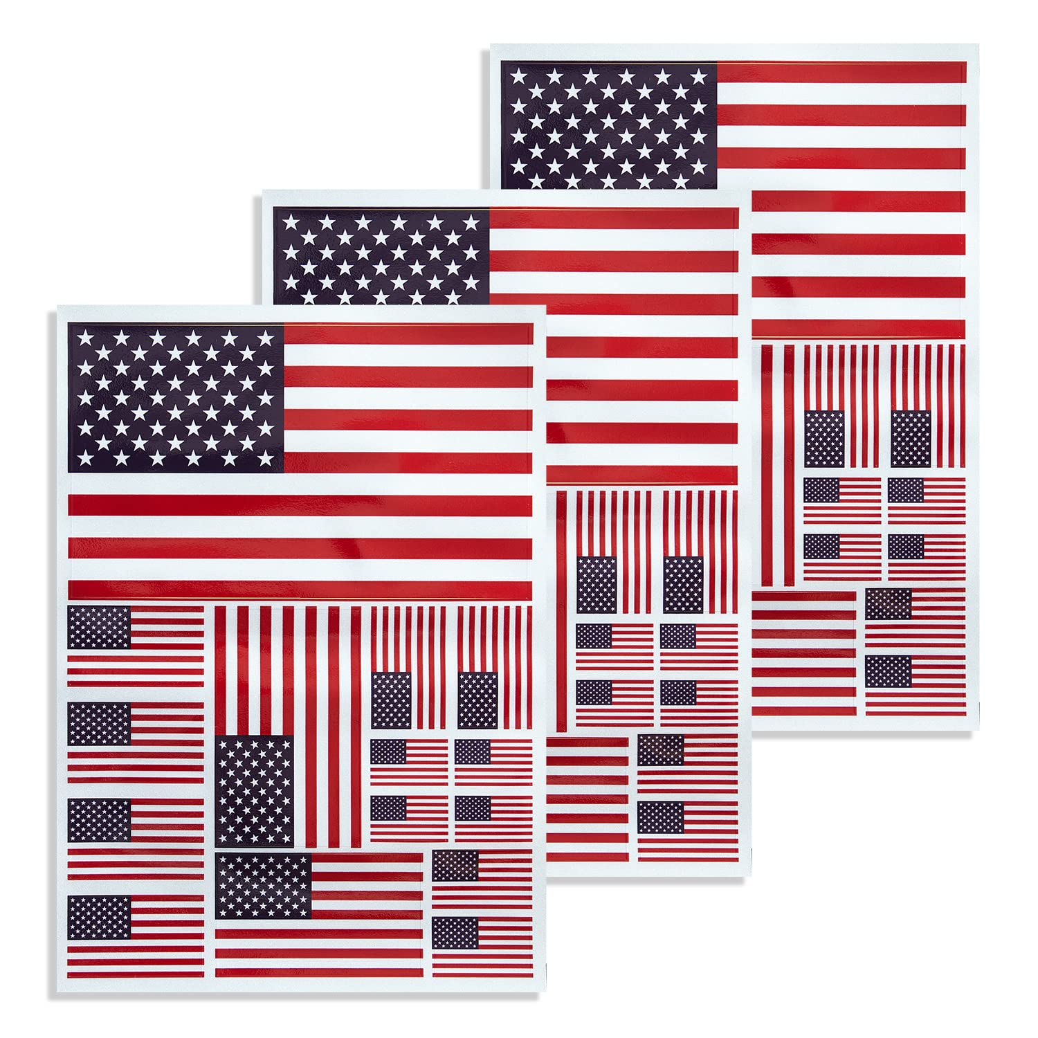 CANTENDO 3Pack U.S Flag Decal - U.S Flags Reflective Vinyl Car