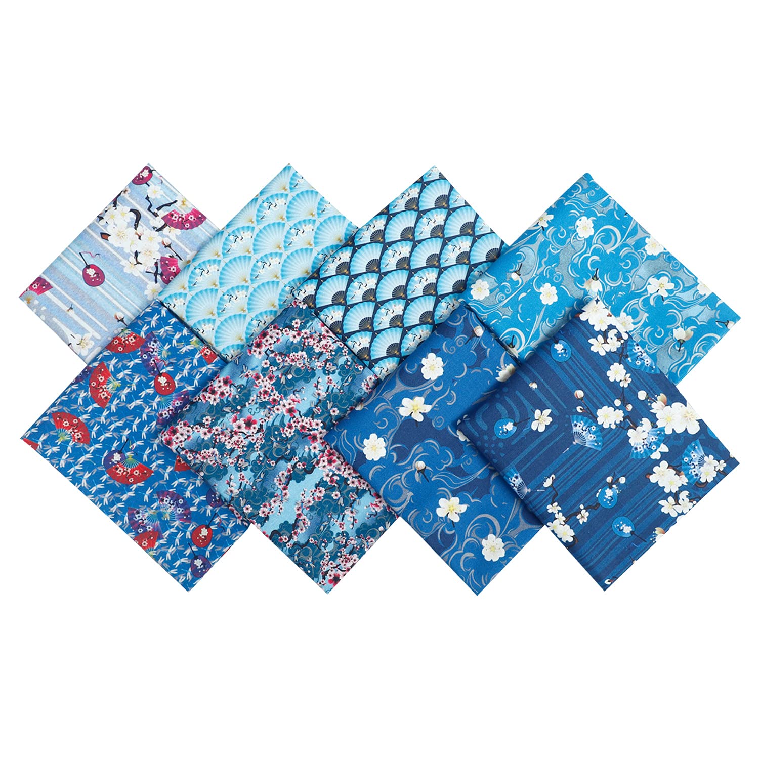 CEYOU Zyoug 8pcs 18 x 22 inches (45 x 55 cm) 100 Cotton Fabric, Precut Fat  Quarter Fabric Bundles with Multi-Color and Different Pattern for Quilting  Patchwork, DIY Craft(Blue Asian Pattern) A15