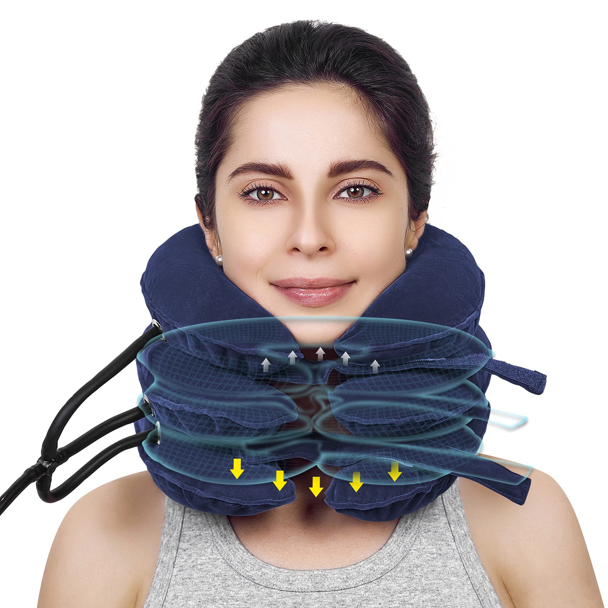 Cervical Neck Traction Device &Inflatable Adjustable Neck Stretcher Provide  Neck Support Neck Traction and Neck Pain Relief, Neck Brace and Cervical  Traction Device Neck Care Equipment(Blue)