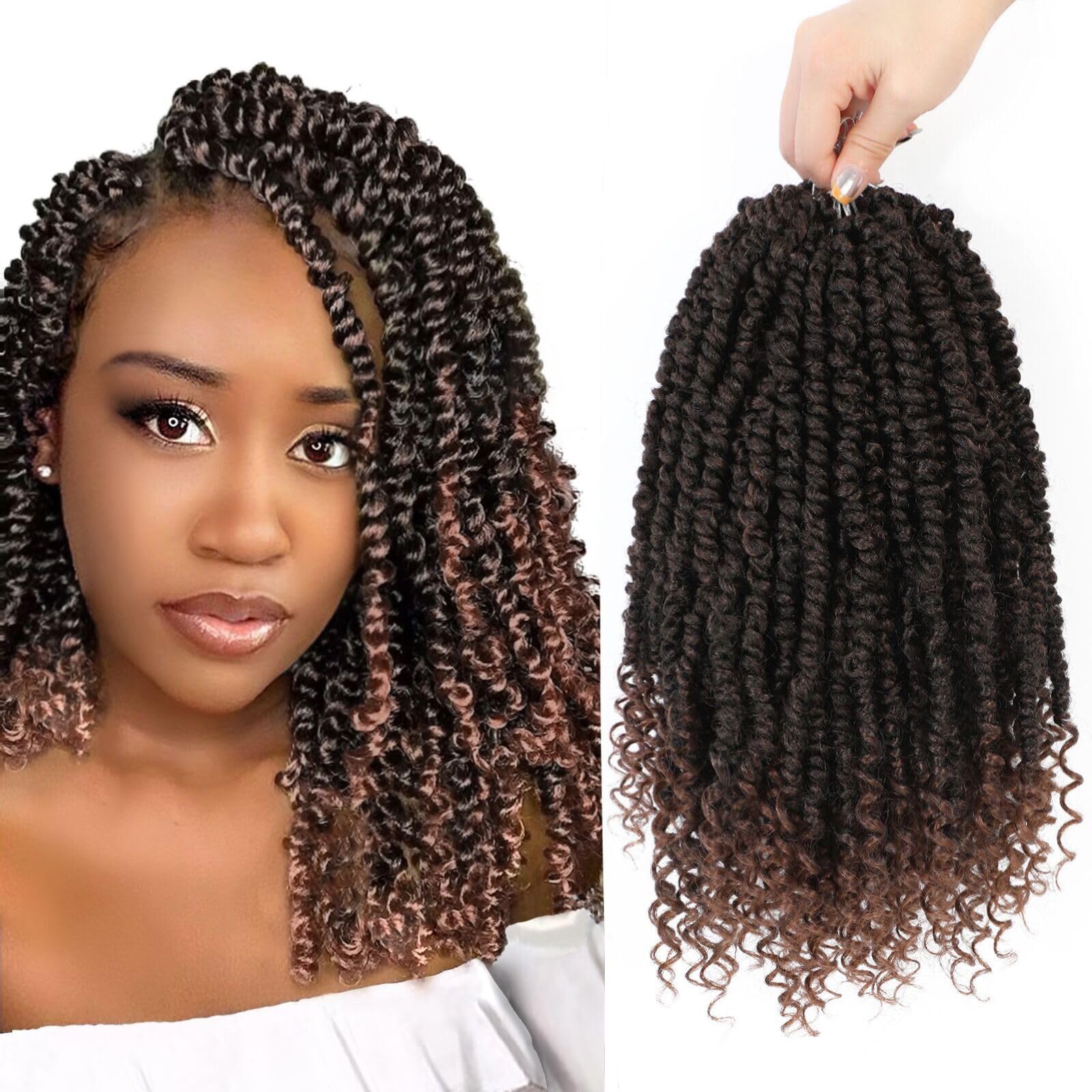  Passion Twist Crochet Hair 10 Inch Pre-twisted Passion Twist  Crochet Braids for Women Kids Pre-looped Short Curly Crochet Hair Bohemian  Synthetic Hair Extensions 8 packs 1B/27 : Beauty & Personal