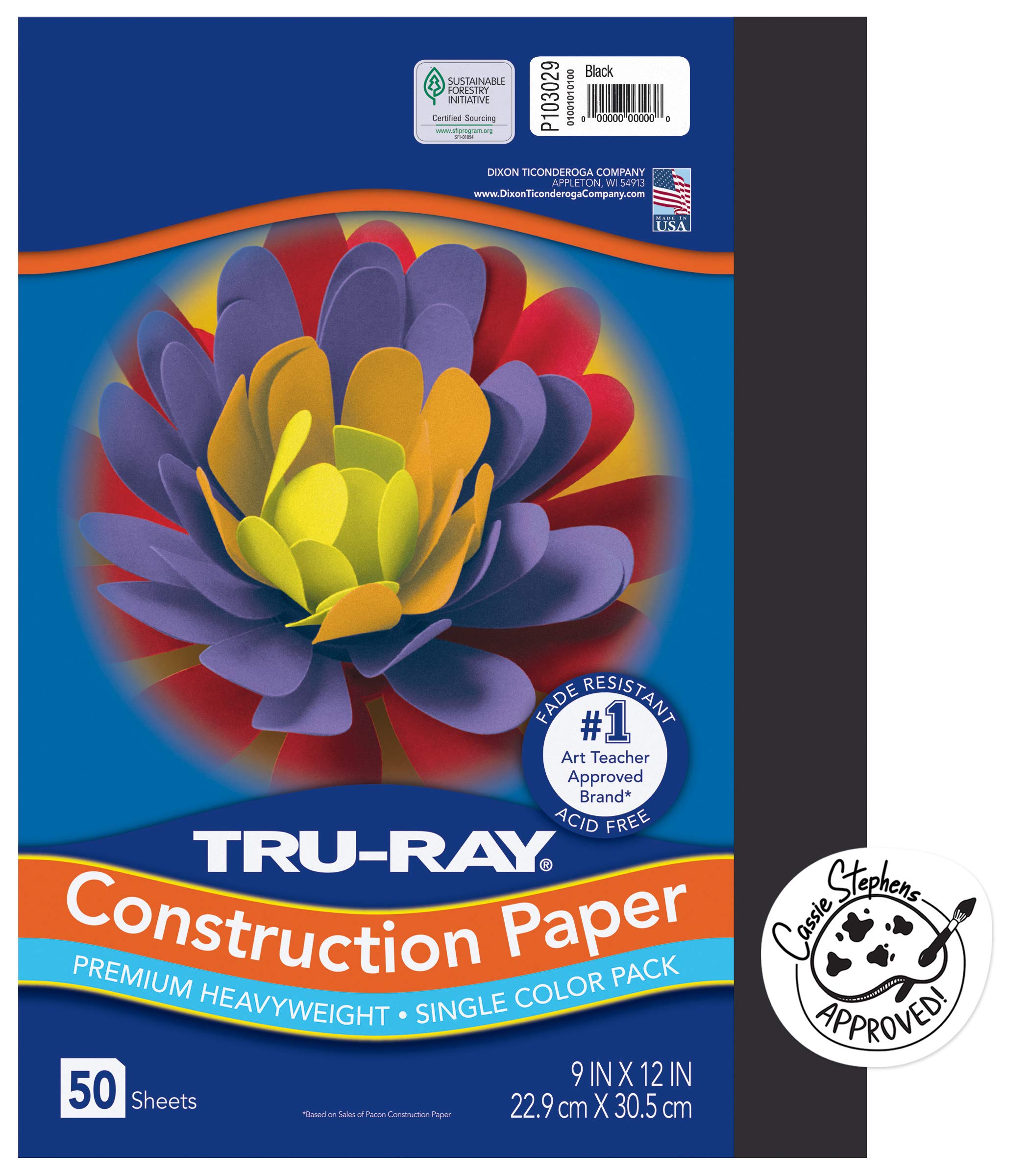 Pacon Tru-Ray Heavyweight Construction Paper Black 9 x 12 50