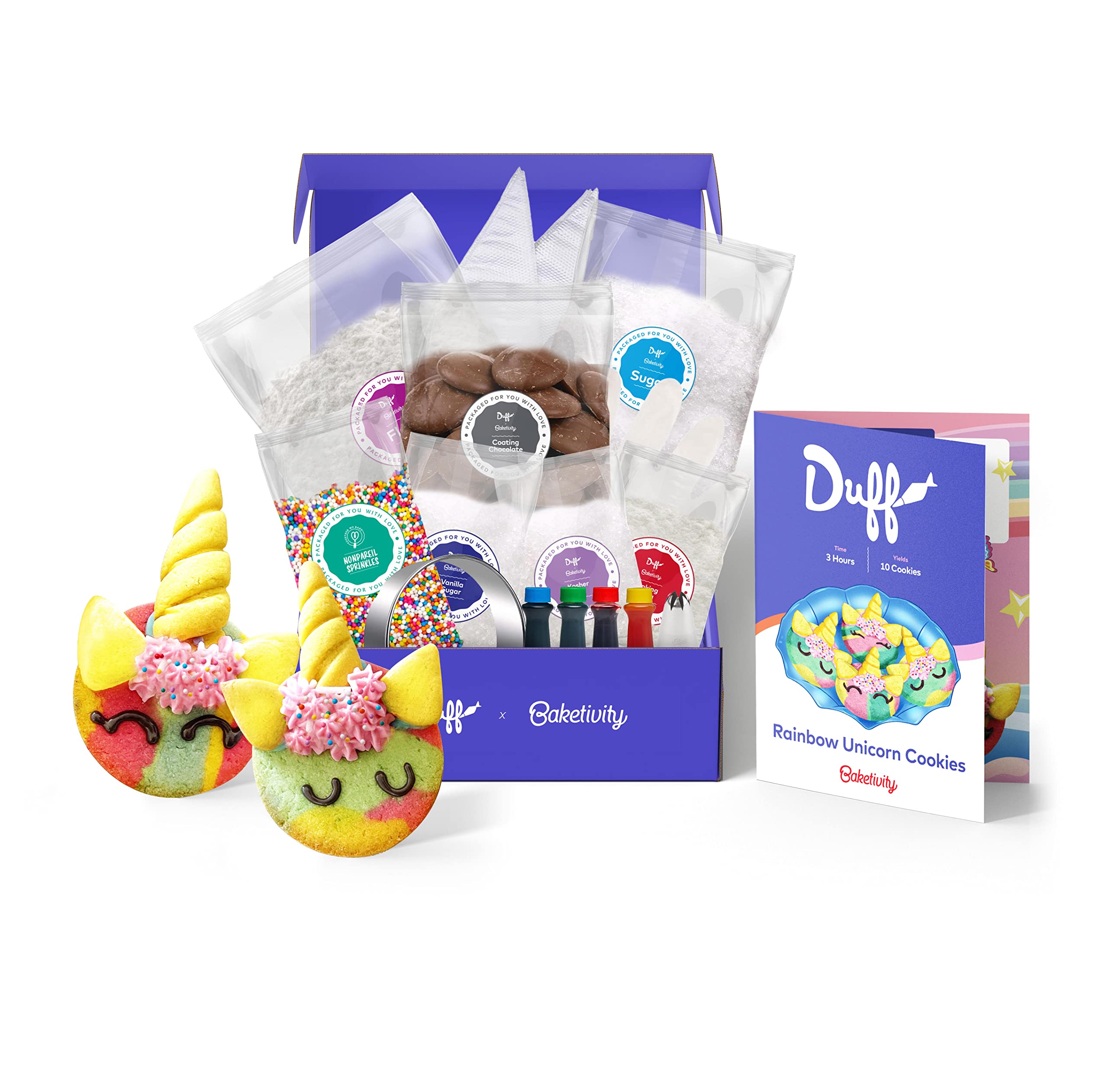 Duff Goldman DIY Kids Baking Kit by Baketivity - Bake Unicorn Rainbow  Cookies with Premeasured Ingredients