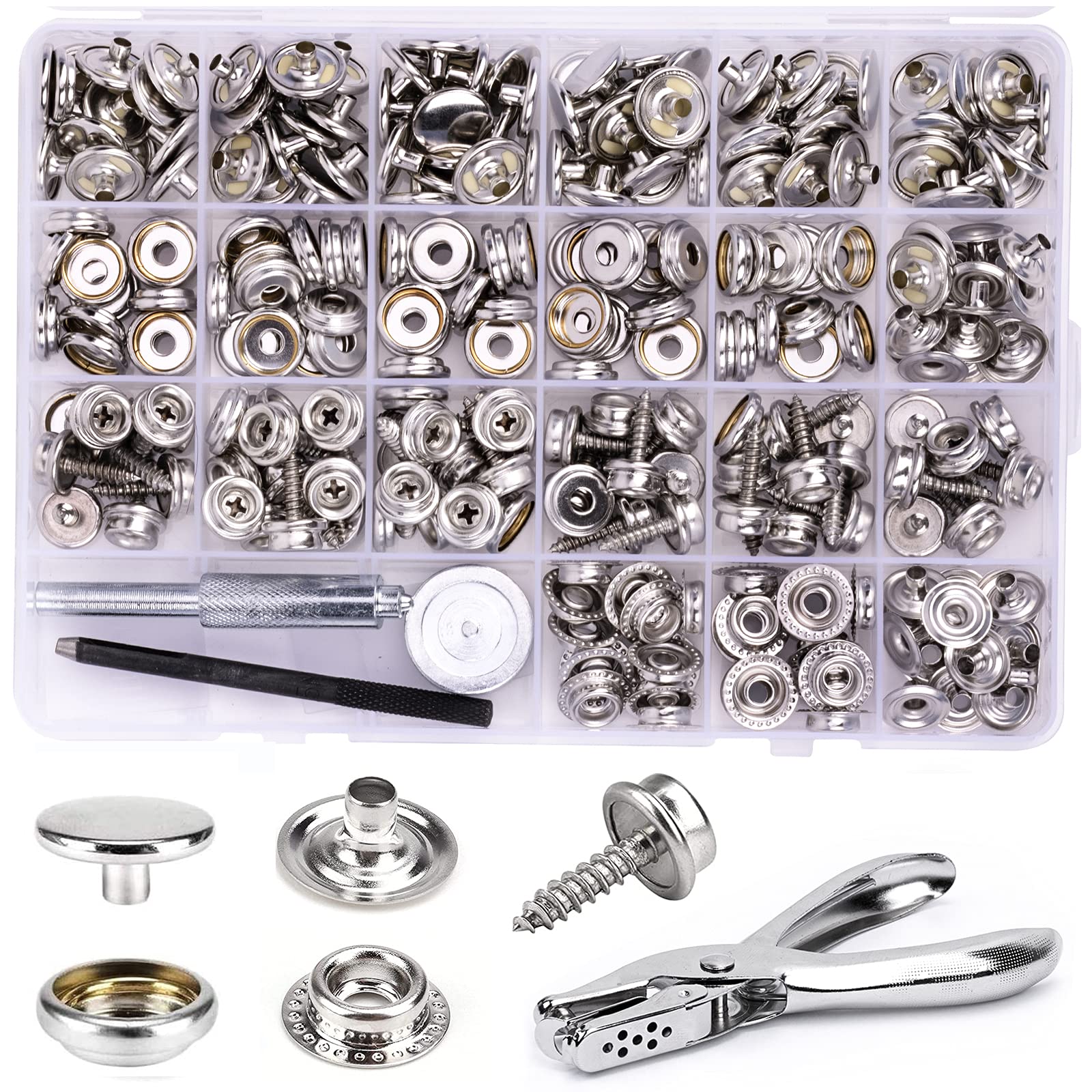 Canvas Snap Kit, Yofuly 274 Pcs Marine Grade Boat Canvas Snaps Stainless  Steel Screw Boat Carpet