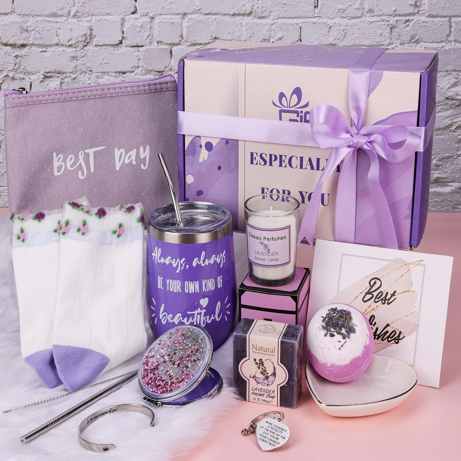 Birthday Gifts for Women - Spa Wine Tumbler Gift Box | Care Package | Get Well Soon Gifts for Women | Christmas Gifts for Women | Self Care Gifts for