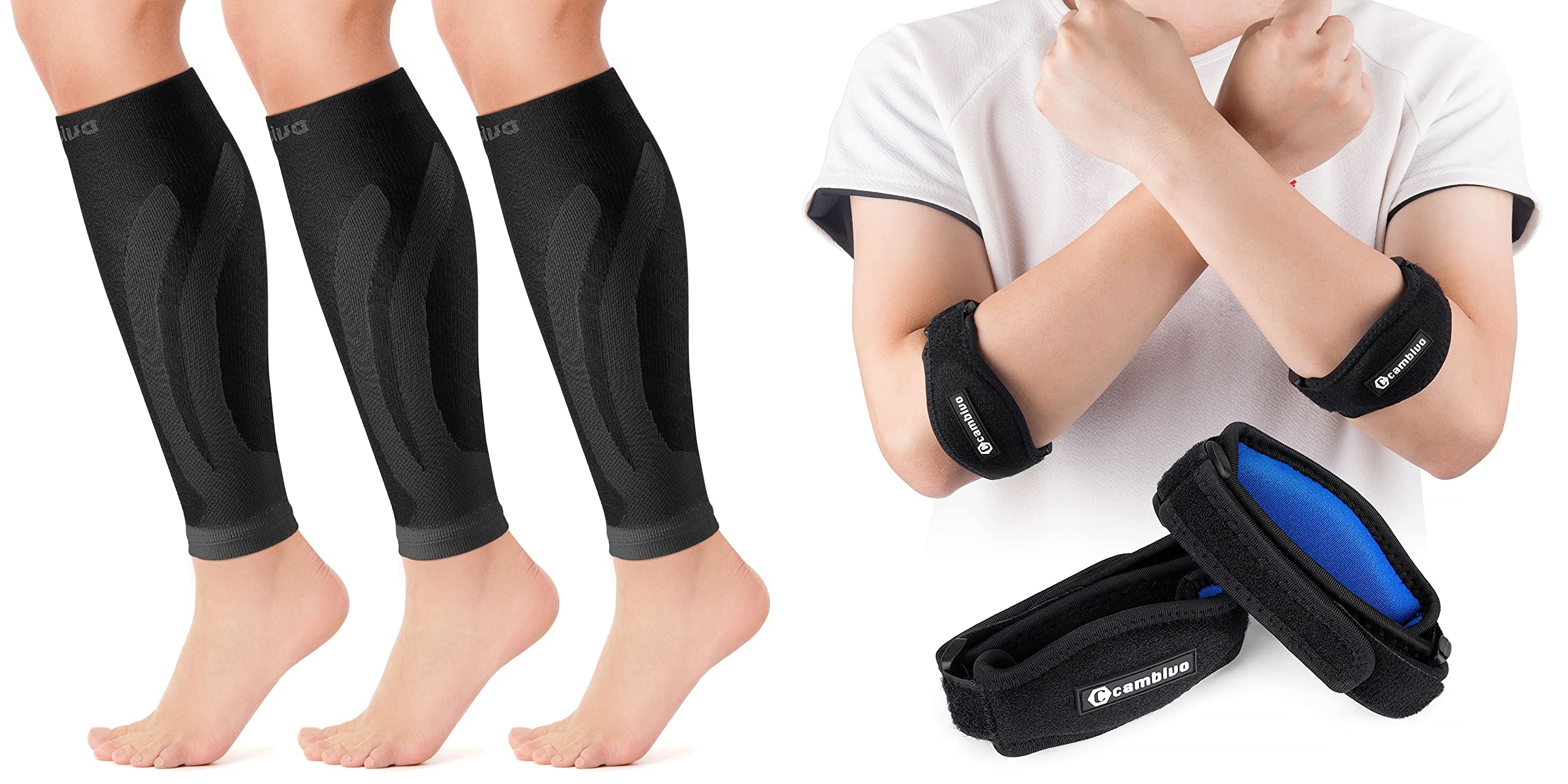 CAMBIVO 3 Pairs Calf Compression Sleeve for Women and Men