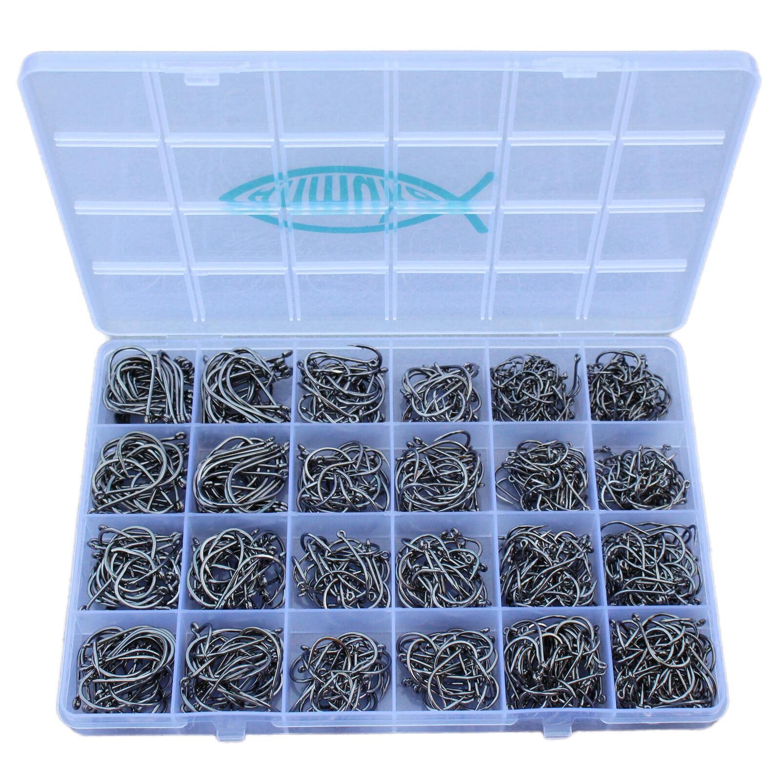 Fishing Hooks Freshwater Saltwater Fish Hooks Bulk Fishing Hooks Set Worm  Catfish Hooks Fish Gear Equipment Supplies 800pcs