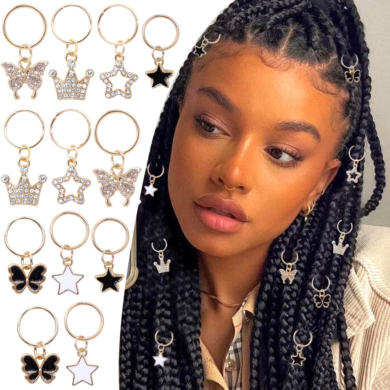  100 PCS Gold Hair Accessories Loc Hair Jewelry for Braids,  Dreadlock Accessories for Women and Girls Adjustable braid Cuffs Braiding  Hair Rings Decoration : Beauty & Personal Care