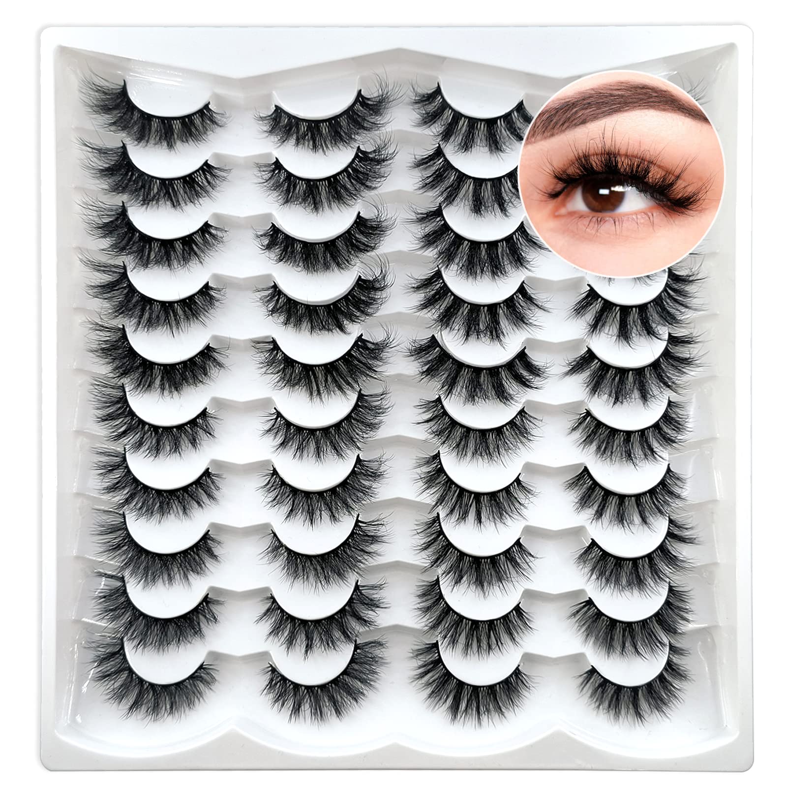 20 Pairs Short Mink Lashes Natural Look 3D Wispy 12-18mm Cat-Eye Faux Mink  Lashes Fluffy 4 Styles Mixed Natural Wispy False Eyelashes Pack by Heracks  (F-01) 20 Pair (Pack of 1) Fluffy Lashes-A