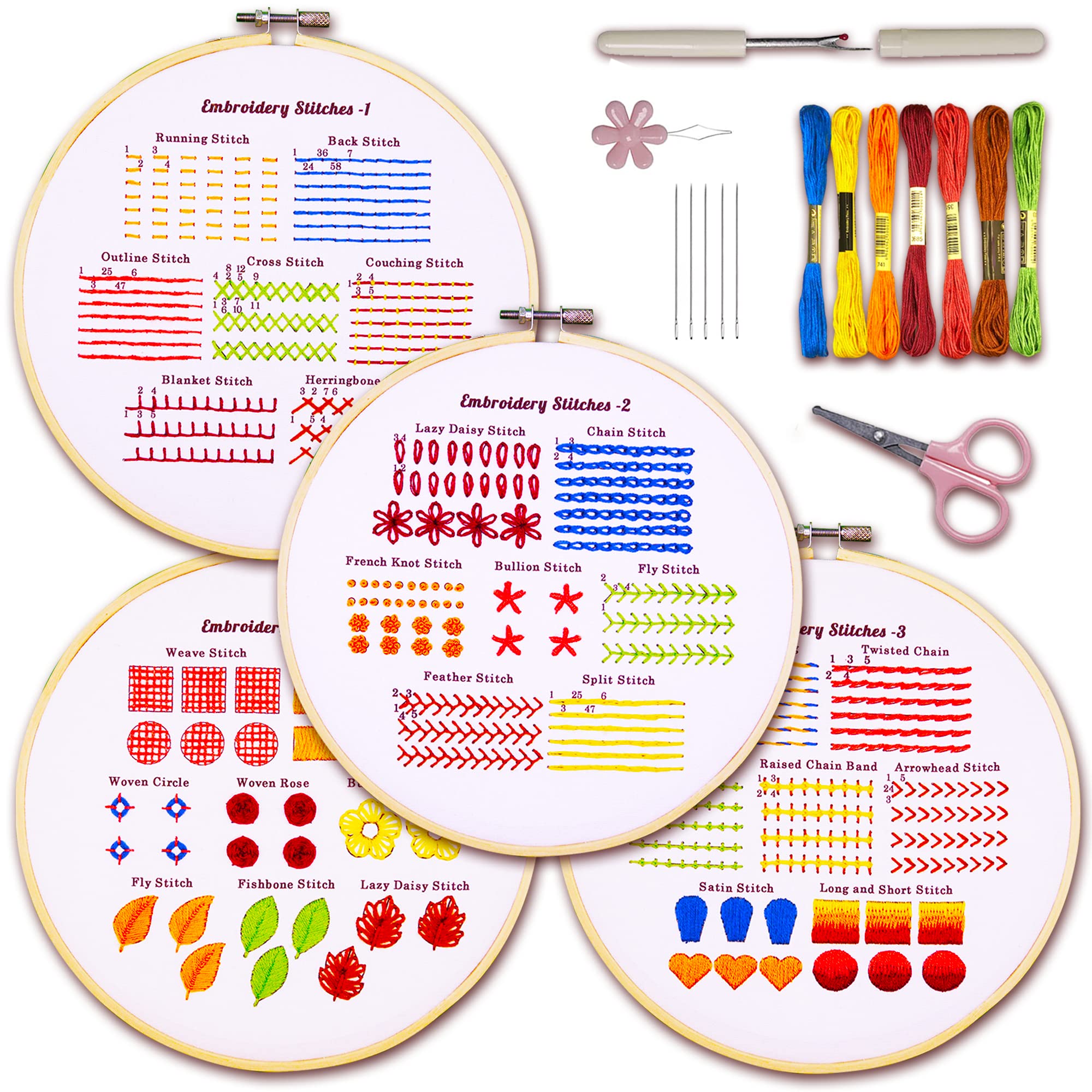 Bradove 4 Set Embroidery Stitches Practice Kit Embroidery Kit for