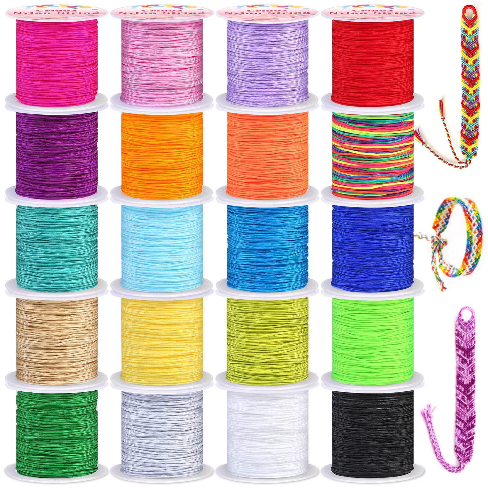 Nylon String for Bracelets, Cridoz 20 Rolls Chinese Knotting Cord Nylon  Beading Thread for Kumihimo, Braided Bracelets, Beading, Necklaces, Macrame  Craft, Wind Chime, Jewelry Making