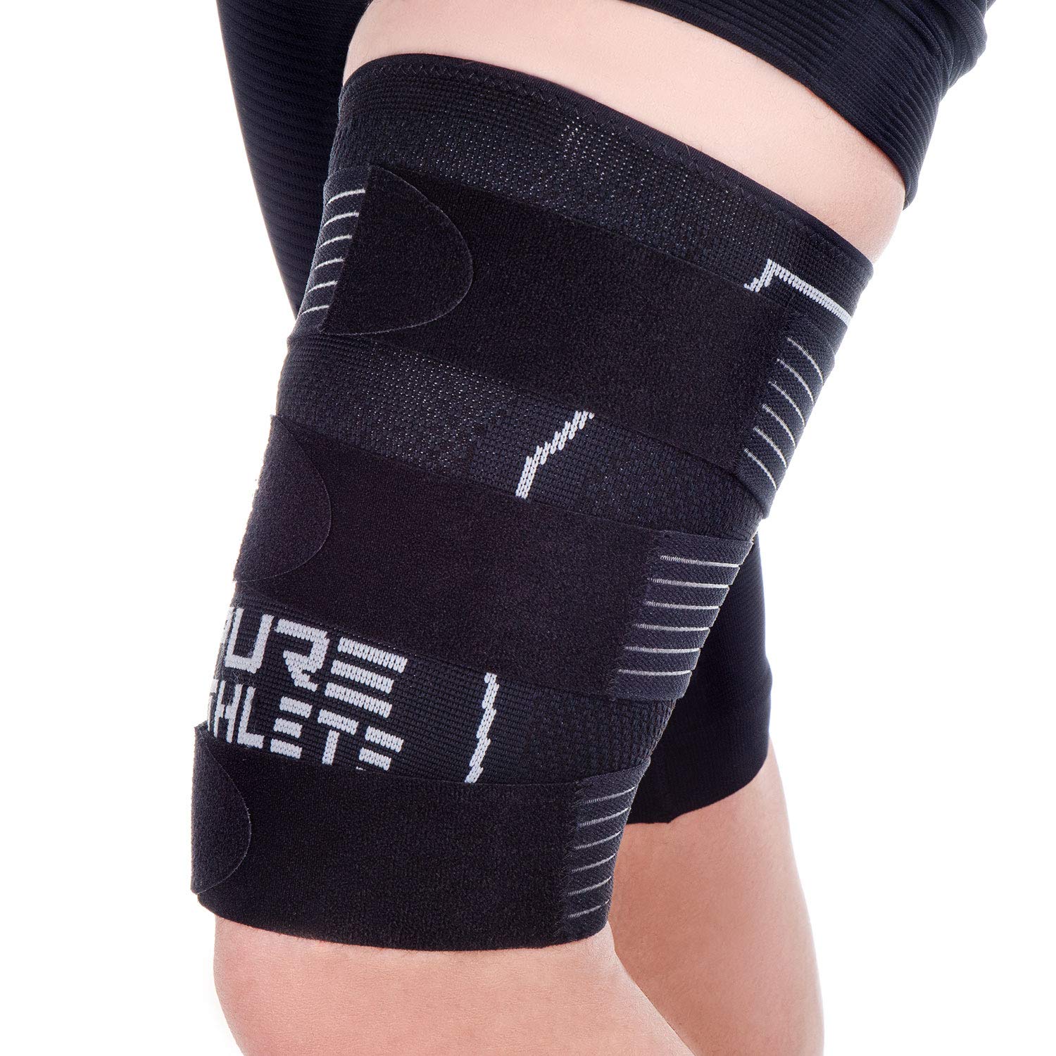 Pure Athlete Thigh Compression Sleeve Adjustable Straps Quad Wrap Support  Brace, Hamstring Upper Leg 1 Sleeve 
