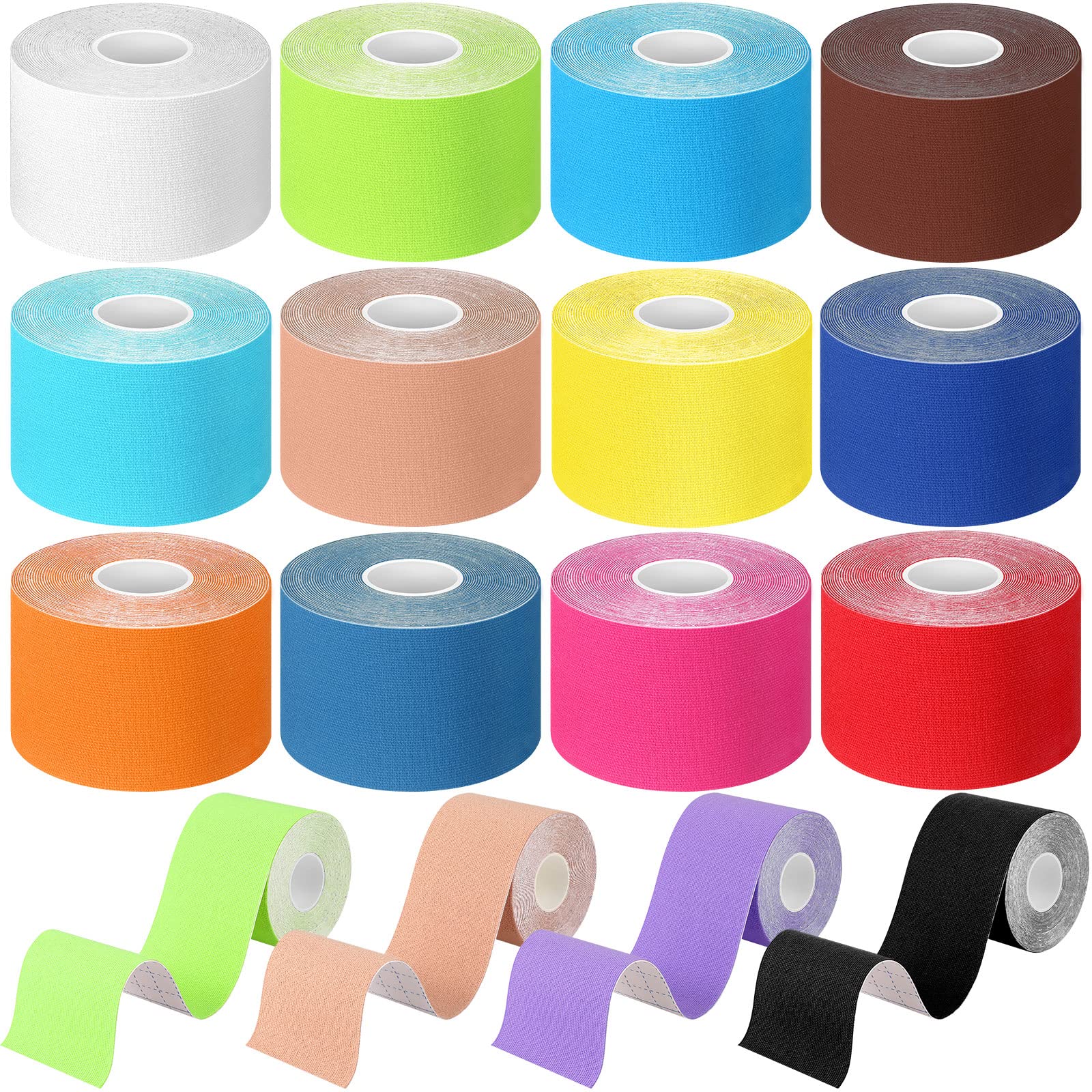BBTO 15 Rolls Waterproof Breathable Kinesiology Tape 2Inchx16 ft Athletic  Runners Tape Pain Relief Muscle Tape