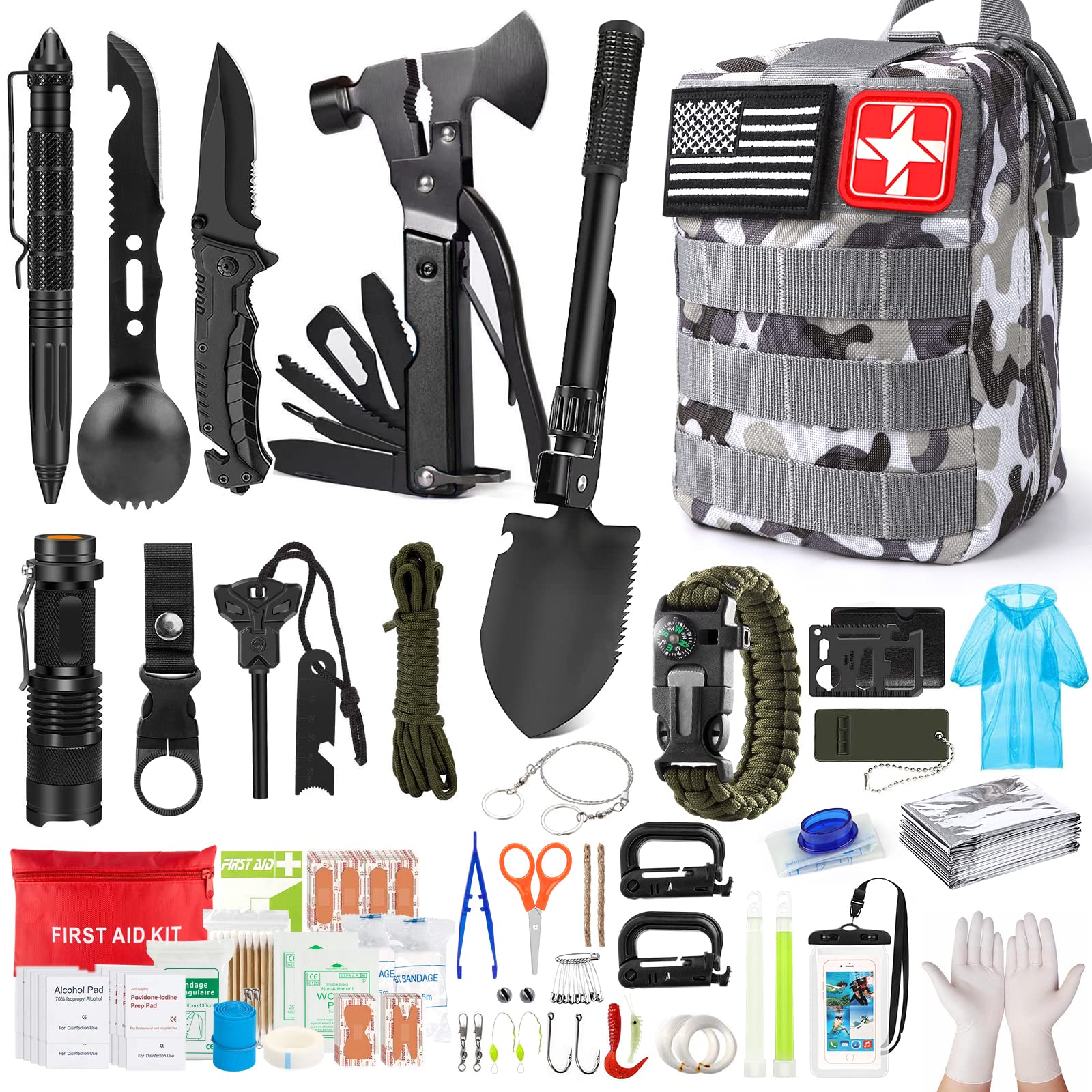 Survival Kit 13 IN 1 Emergency Tactical Defense Equipment Outdoor Camping  Tools