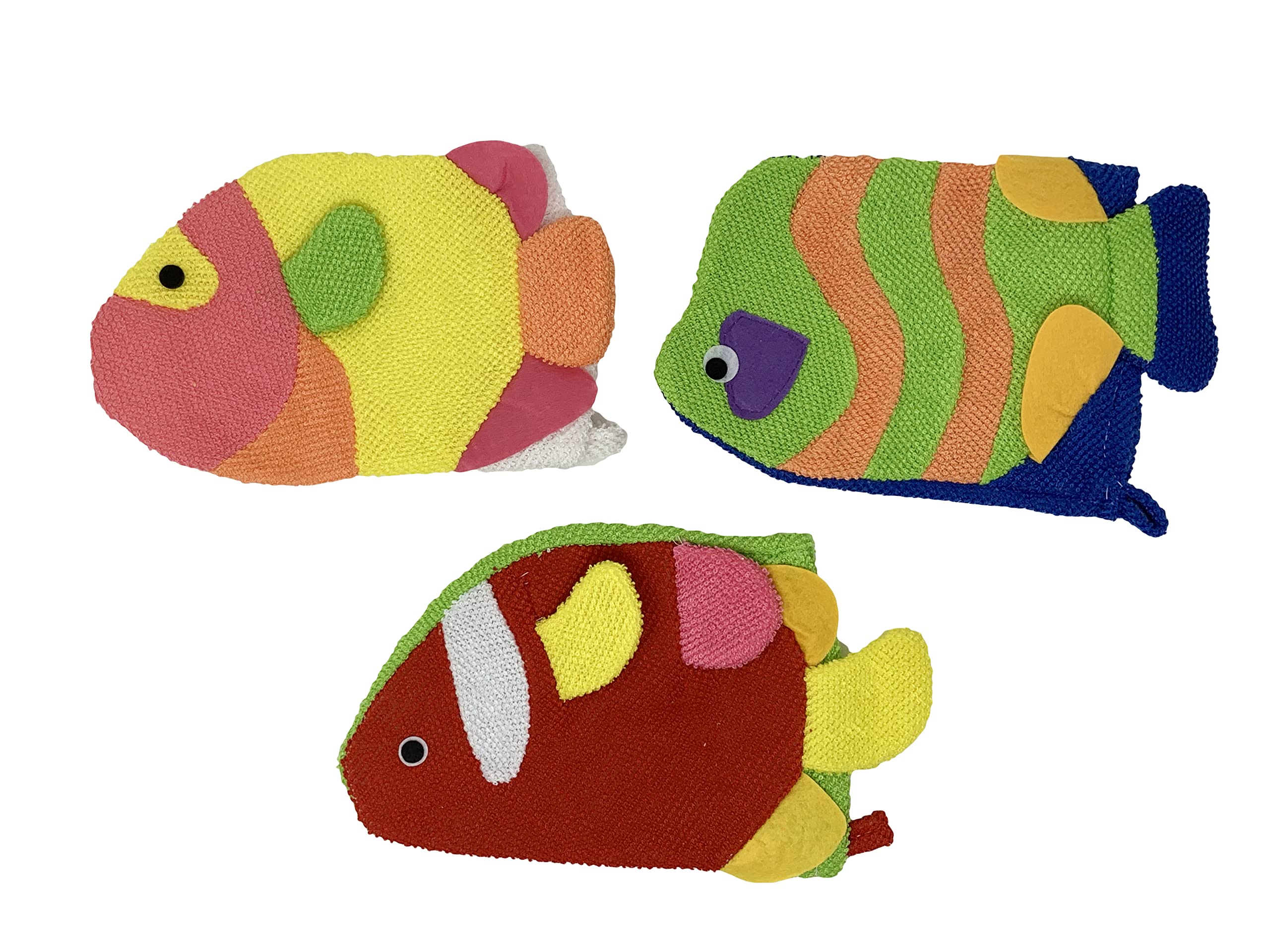 Loofah Lord 4 Colorful Fish Glove Washcloth and Loofah for Children or  Adults Bath or Shower Assorted Fish and Colors Wholesale Bulk Lot Fish Glove  4
