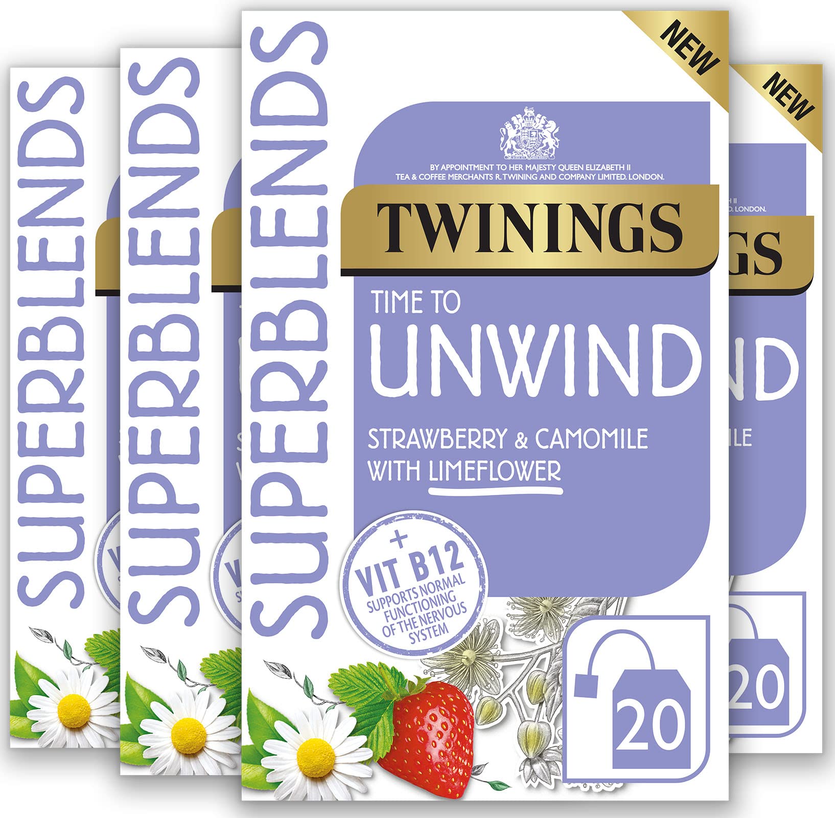 Twinings Superblends Unwind Tea Strawberry Herbal Tea Infusion with