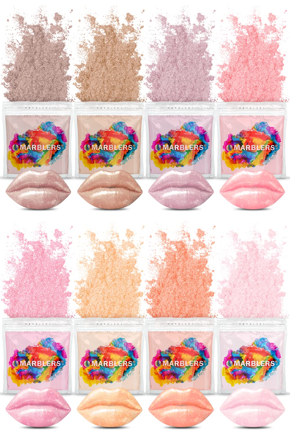 MARBLERS Cosmetic Grade Mica Powder [40 Color Set] | Pearlescent Pigment | Dye | Non-Toxic | Vegan | Cruelty-Free | Festival, Rave & Party Makeup 