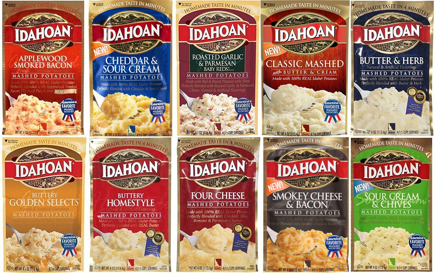 IDAHOAN Flavored Mashed Potatoes 4 oz. 10 - Pc. Assortment # 2