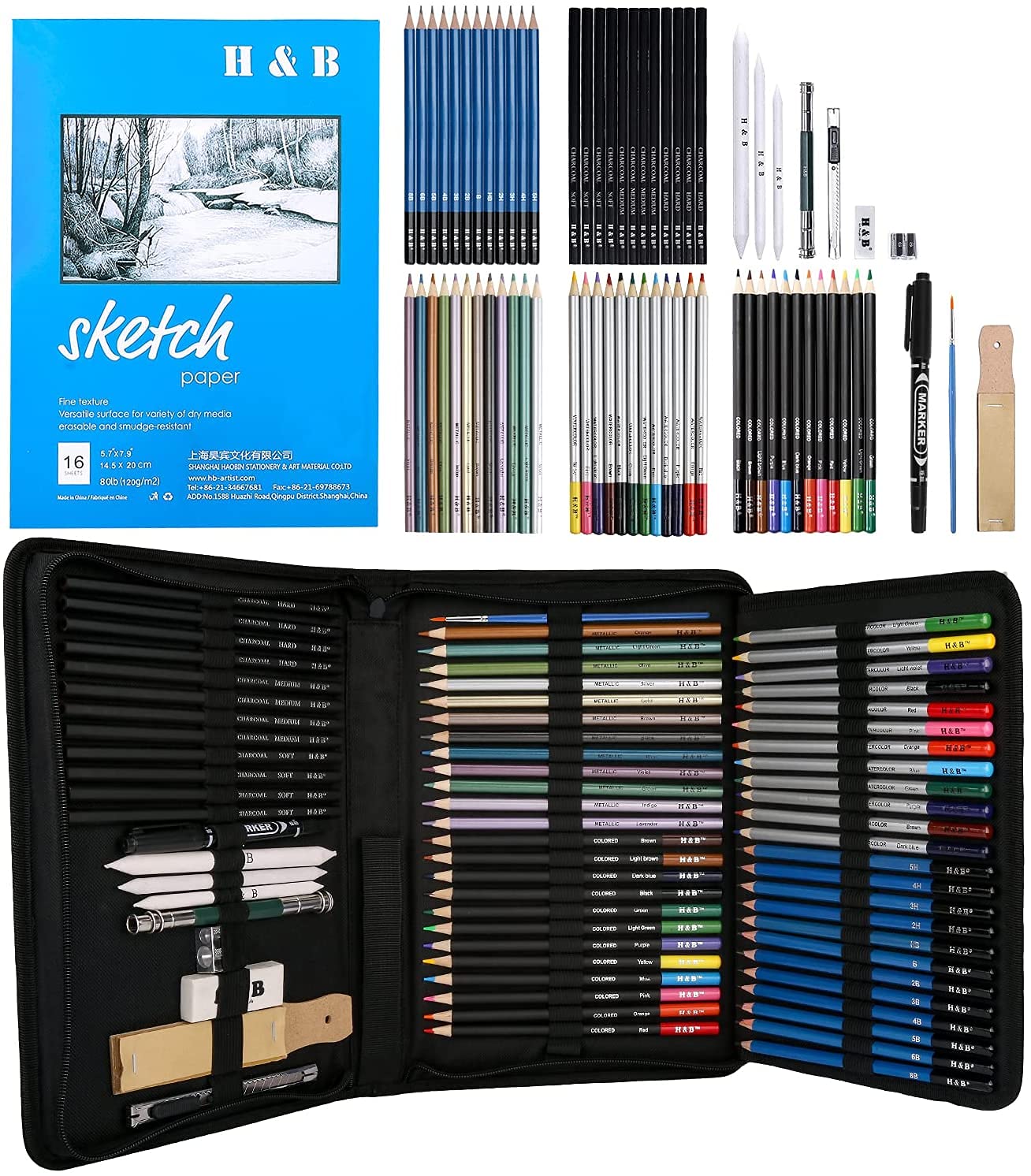 Drawing Kit Drawing Pencils Set Colored Pencils for Kids Coloring Book  Sketching Kit Best Teen Girl Gift - Arts and Crafts for Kids Ages 8-12  Girls