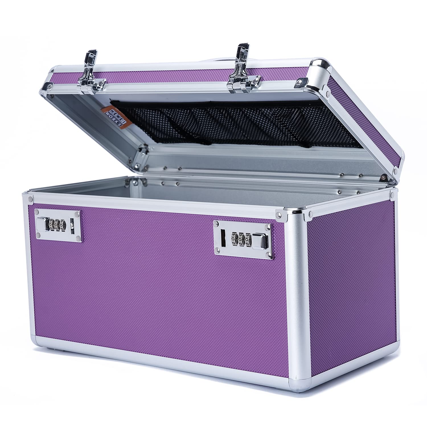 HEWEI WORKS Locking Box with Portable Storage Case, 14.2''x 7.2''x  8.2'',Childproof Medication Lock Organizer, Lockbox for Documents,Medicine  & Valuables (Purple/Large)