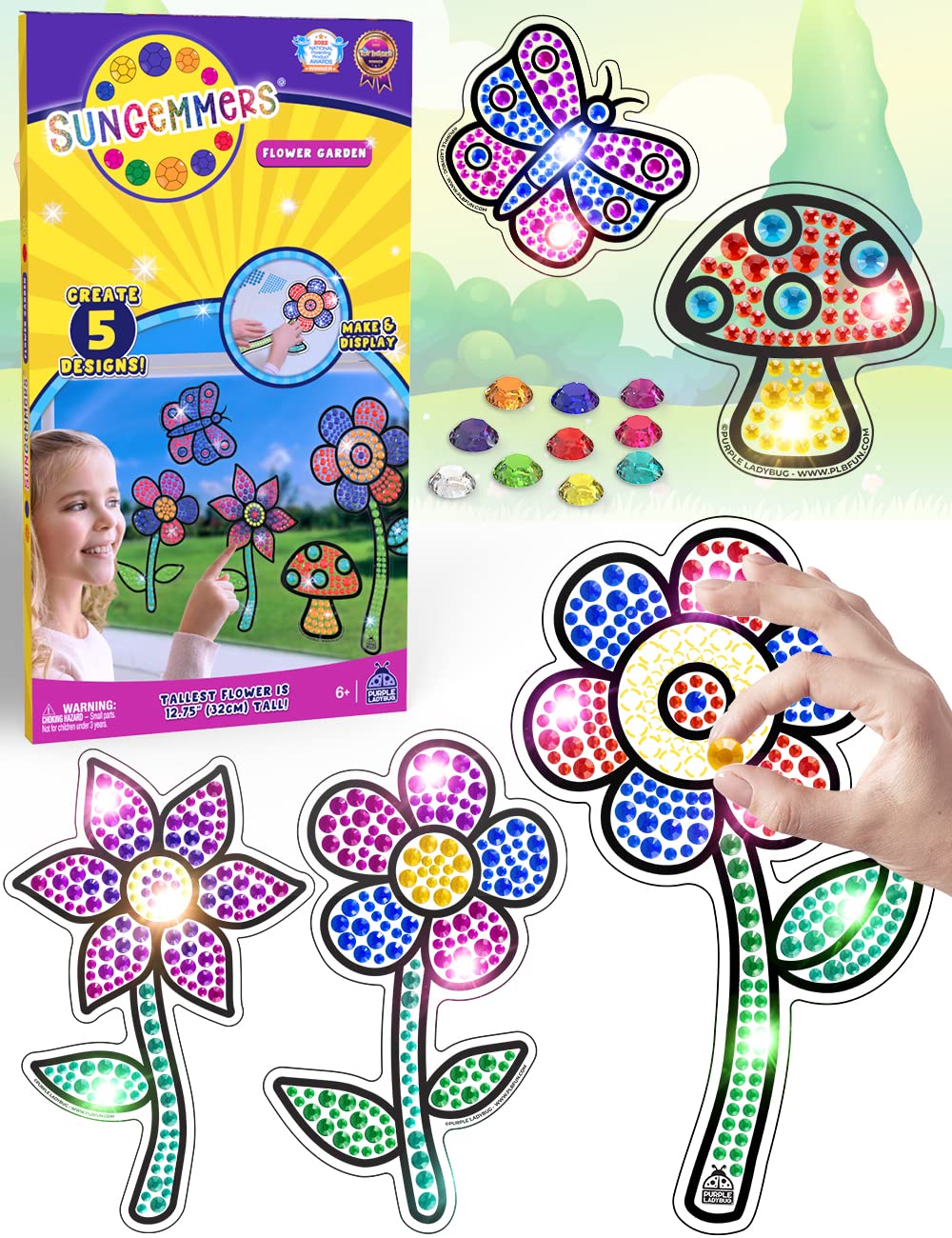jacraftne Arts and Crafts for Kids Ages 8-12 - Crafts for Girls Ages 8-12 - 6pcs Window Gem Art Suncatcher Kits - Birthday Gifts for 4