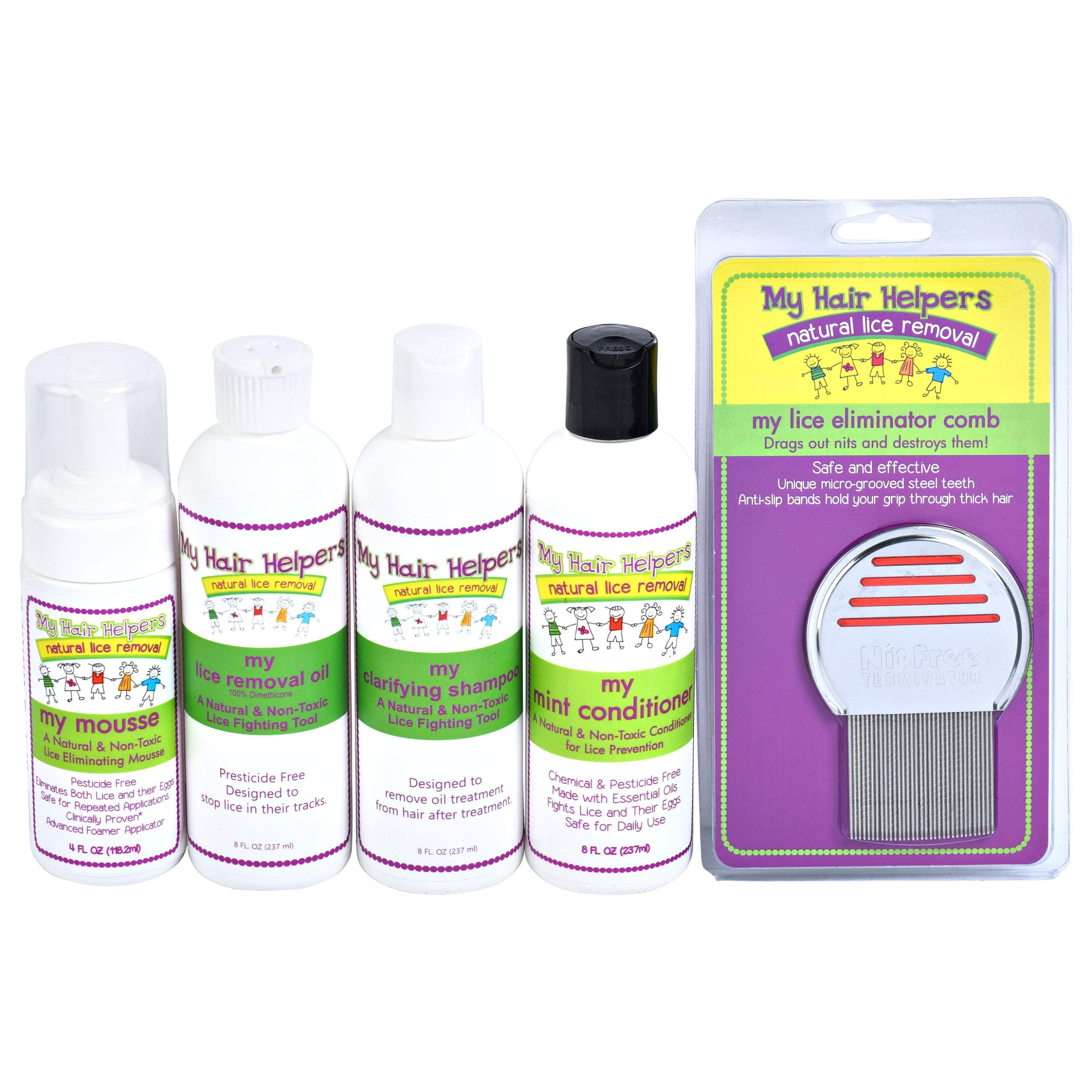 Complete Family Head Lice Removal Treatment Kit, Lice Comb, Foam Mousse,  Dimethicone Oil, Shampoo & Essential Oil Conditioner, Naturally Formulated  to Remove Eggs in Kids Hair