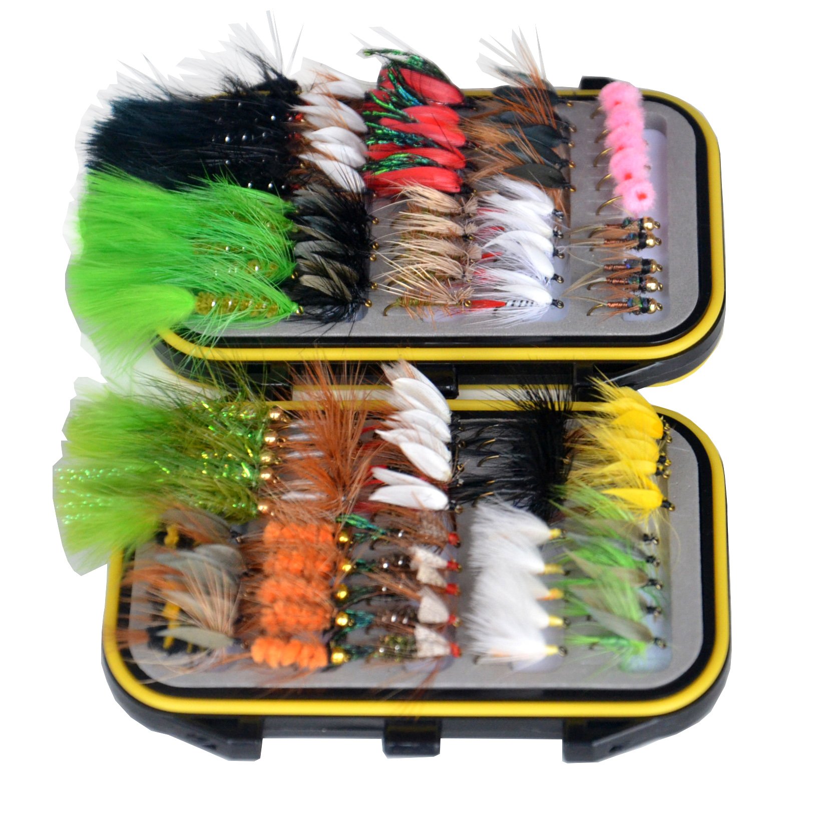 Outdoor Planet Waterproof Fly Box with Dry/Wet/Nymph/Streamer Trout Fly  Fishing Flies Lure 100Pieces