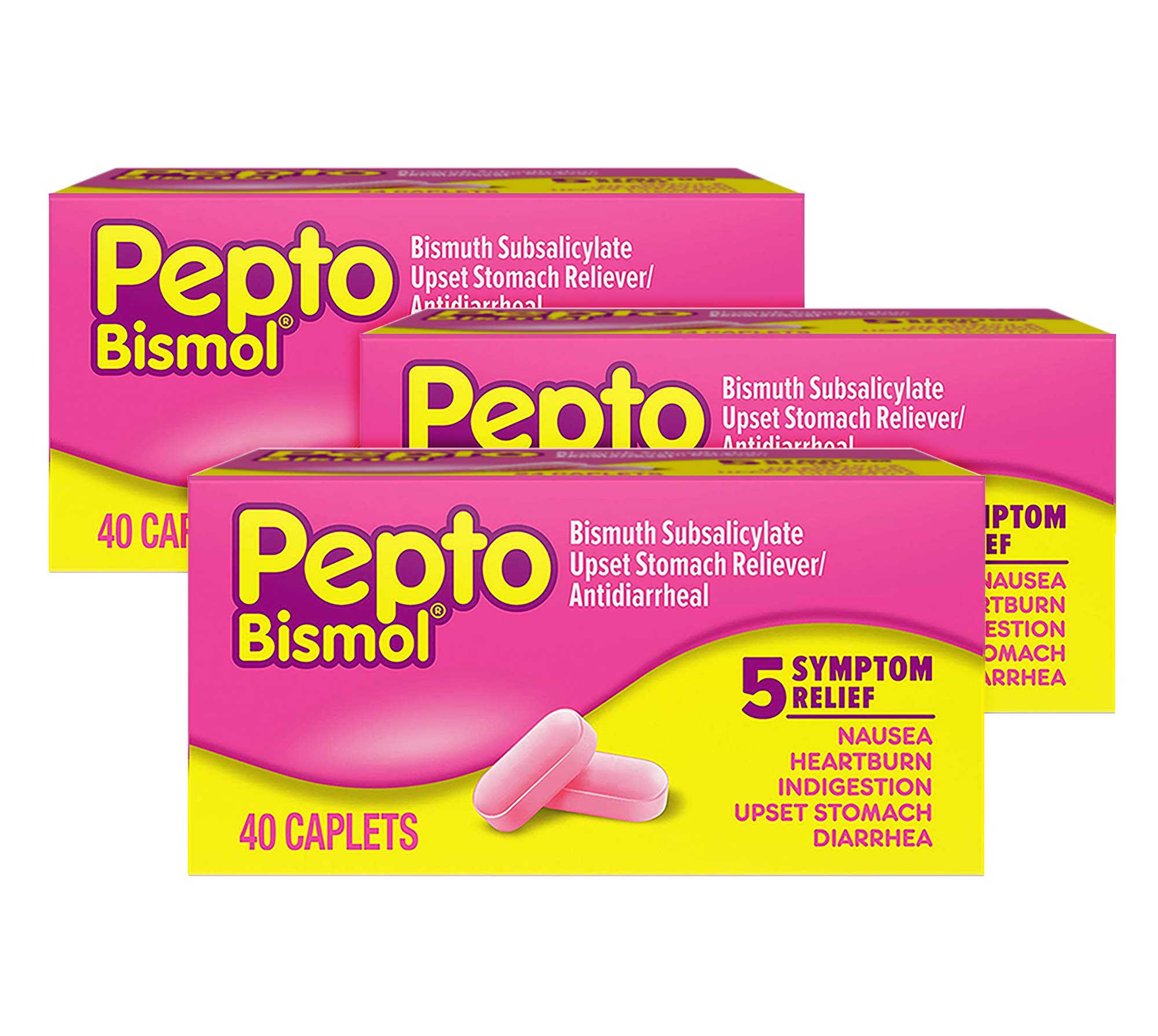 Pepto Bismol Caplets MultiSymptom Relief for Upset Stomach, Gas