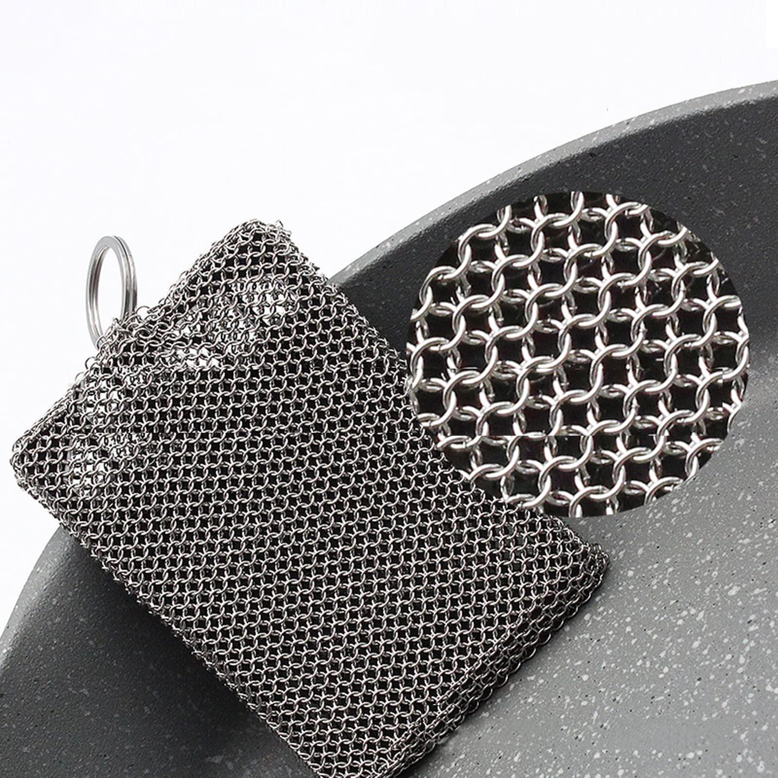 Cast Iron Cleaner Chainmail Scrubbing Pad Stainless Steel Skillet