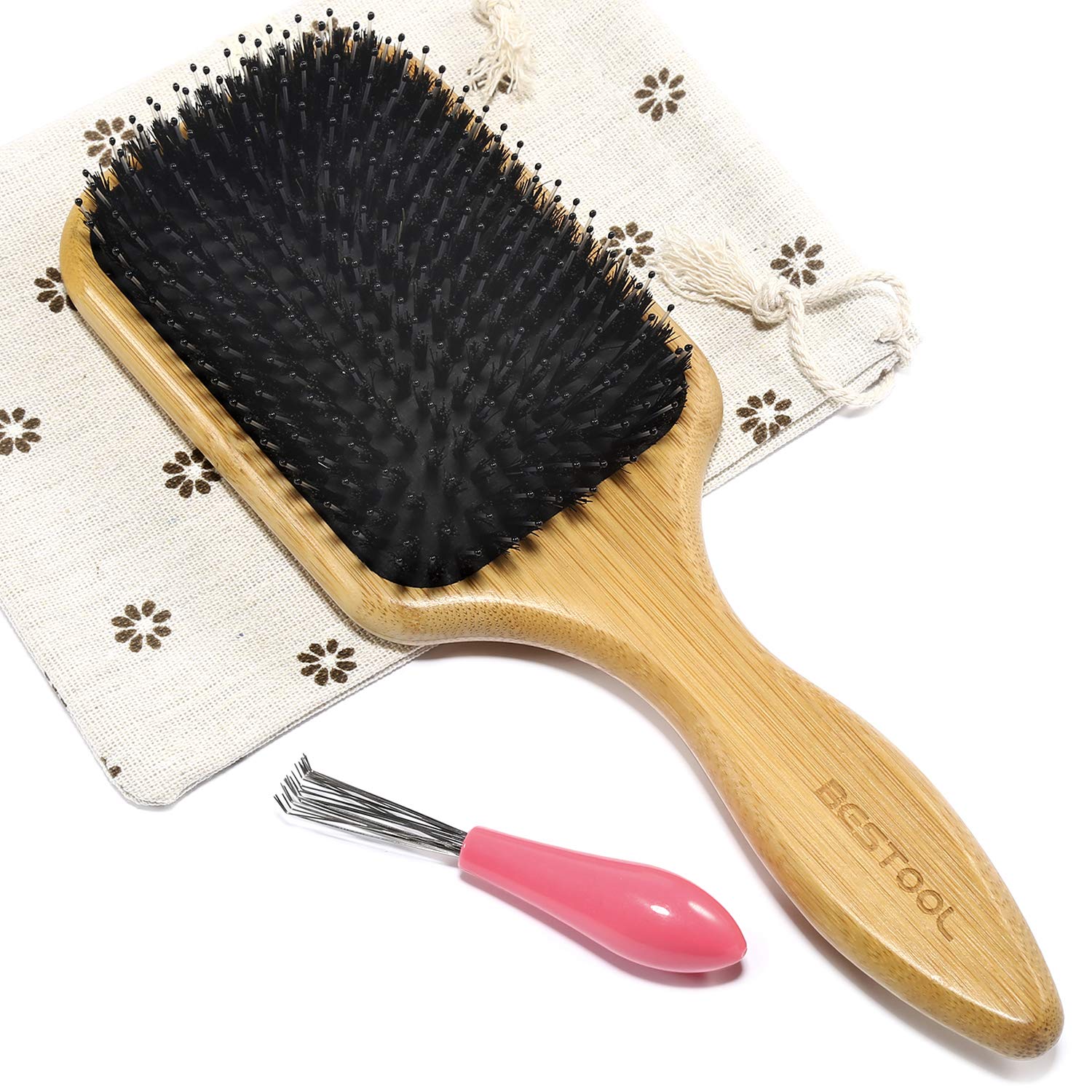 BESTOOL Hair Brush Boar Bristle Hair Brushes for Women men Kid Boar & Nylon Bristle  Brush for Wet/Dry Hair Smoothing Massaging Detangling Everyday Brush  Enhance Shine & Health (Square)