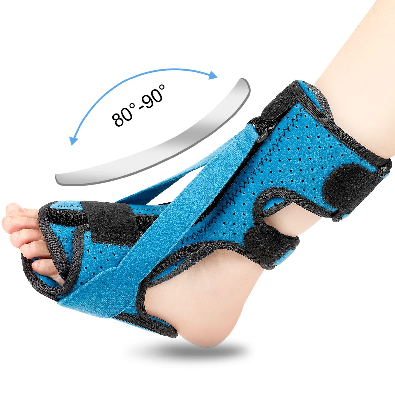 WOSHSHEN Plantar Fasciitis Night Splint Adjustable Plantar Fasciitis Relief Night  Splint for Women & Men Relief Brace for Plantar Fasciitis Relief Achilles  Tendonitis and Foot Drop (Black Large) Large Blue