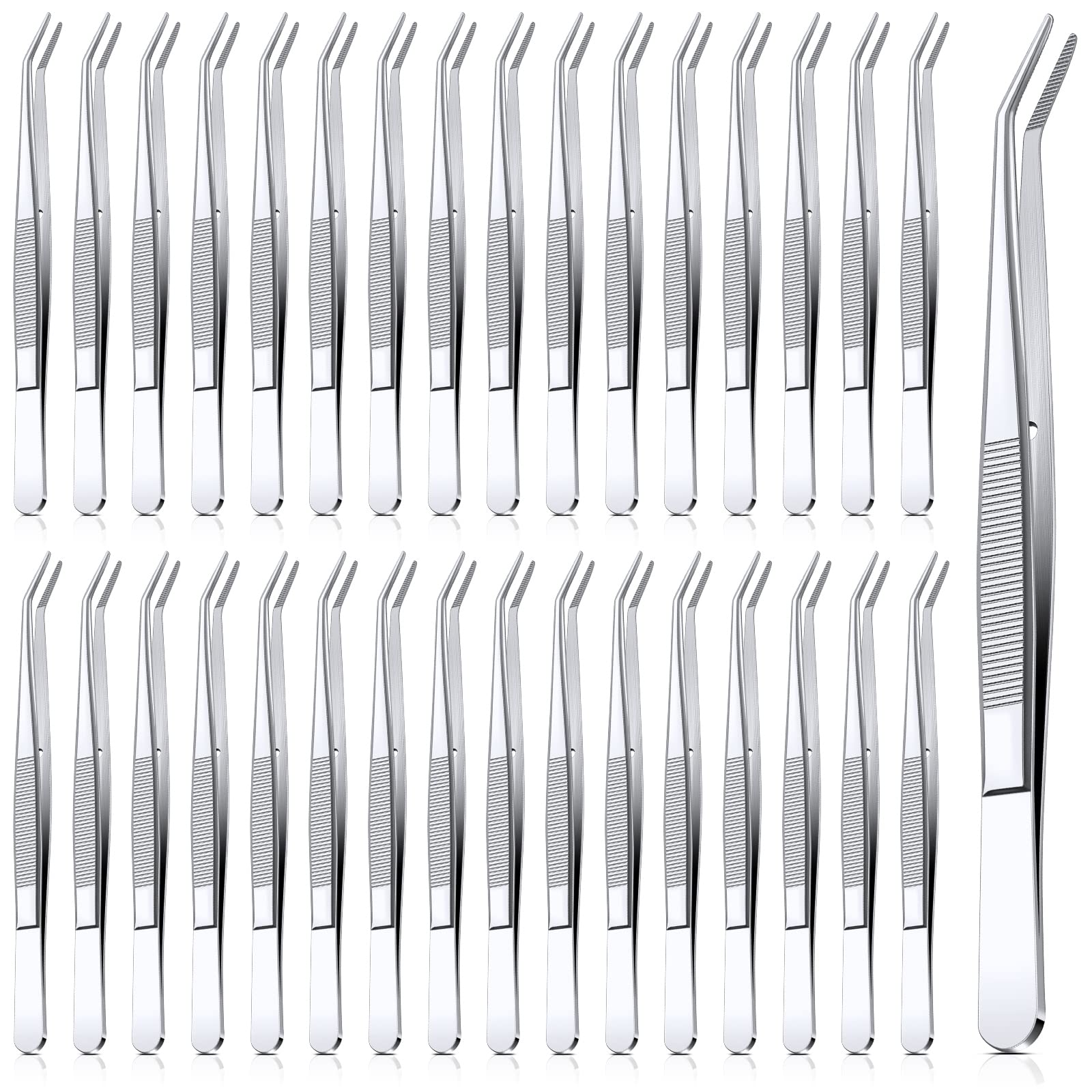 Tweezers for Sewing. Steel Bent Tweezers Isolated on White