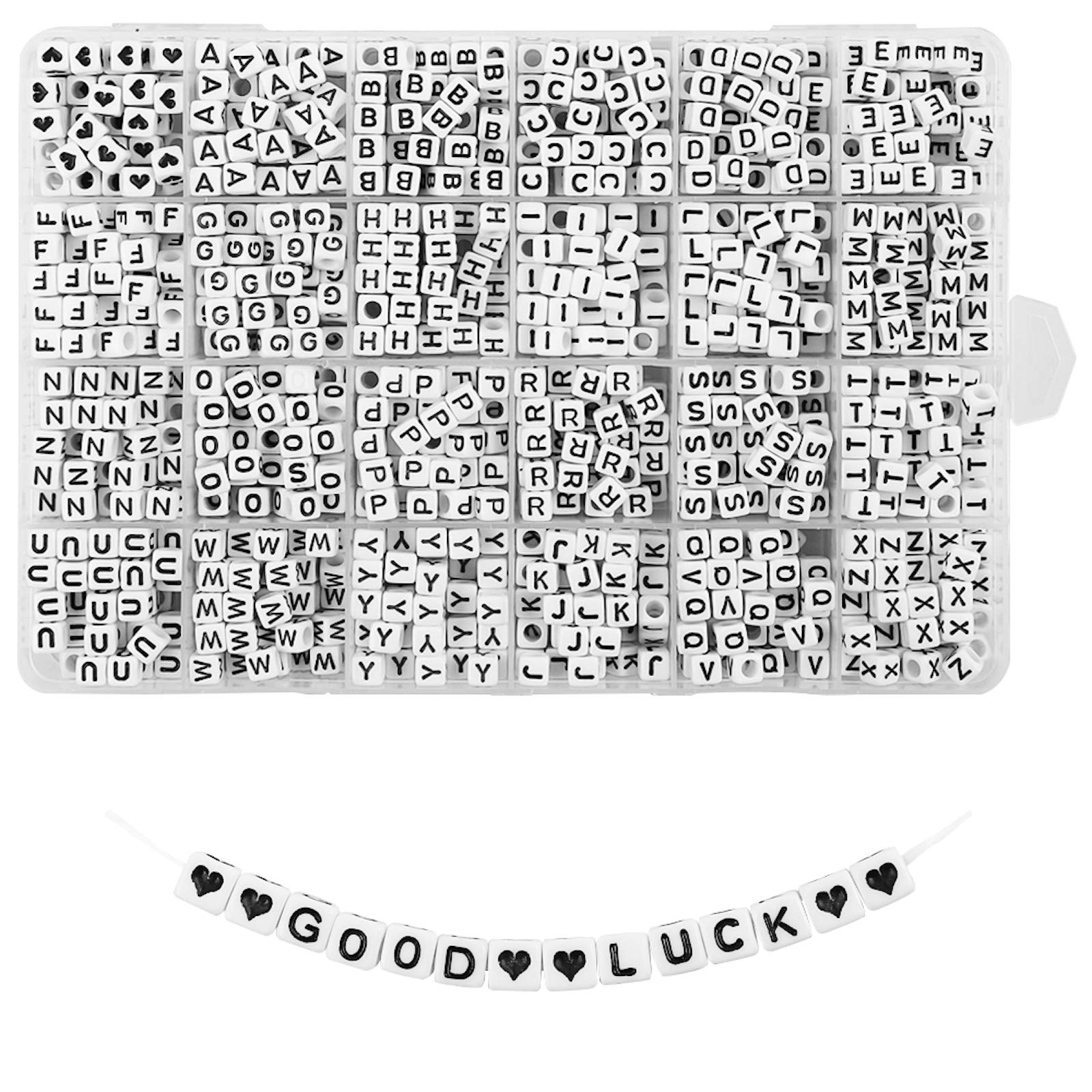  QUEFE 2000pcs Cube Letter Beads for Bracelets, 9 Color