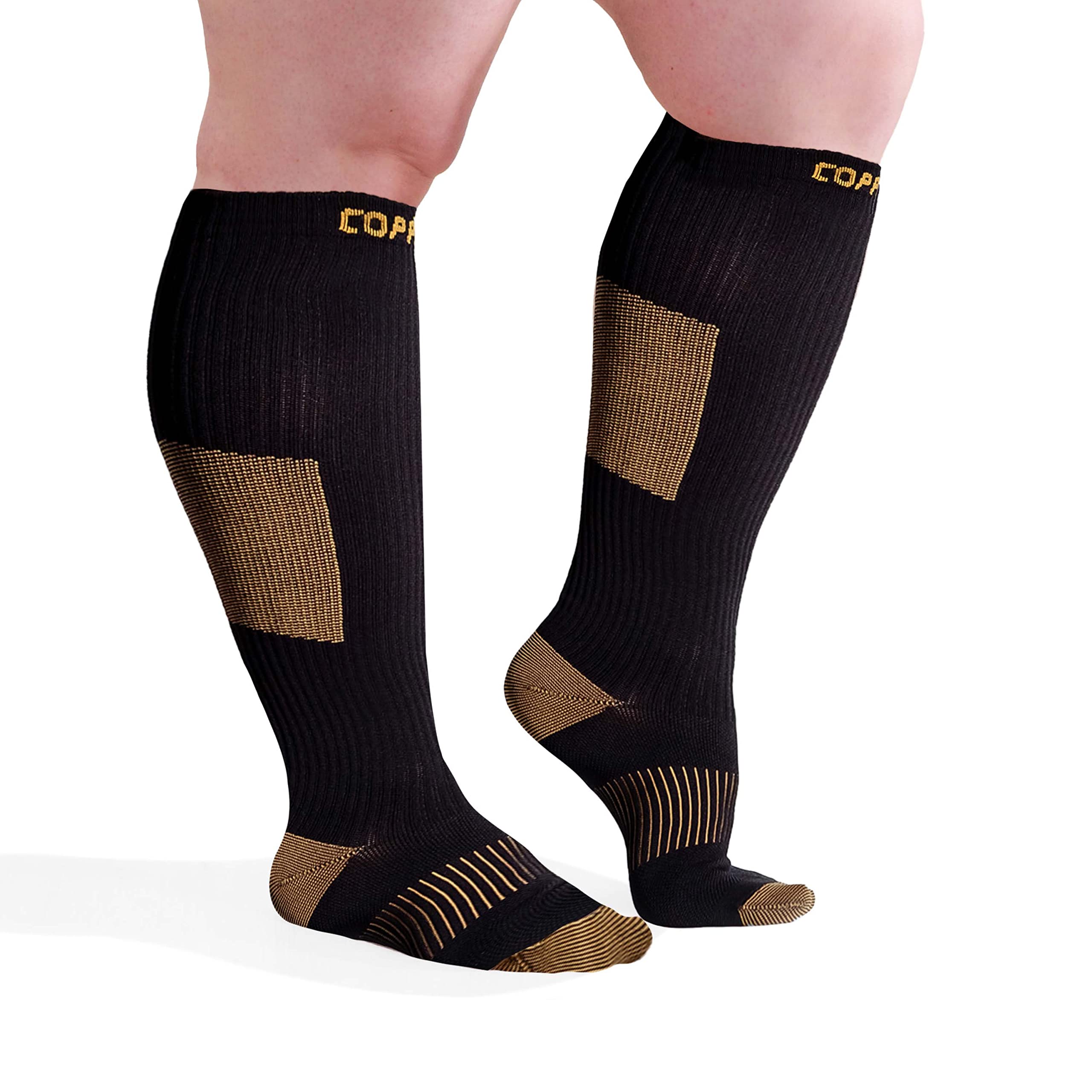 Wide Calf Copper Compression Socks for Women & Men - Diabetic Sock,  Improves Circulation, Reduces Swelling & Pain - For Nurses, Running, &  Everyday Use - Copper Infused Nylon By CopperJoint (2X-Large)