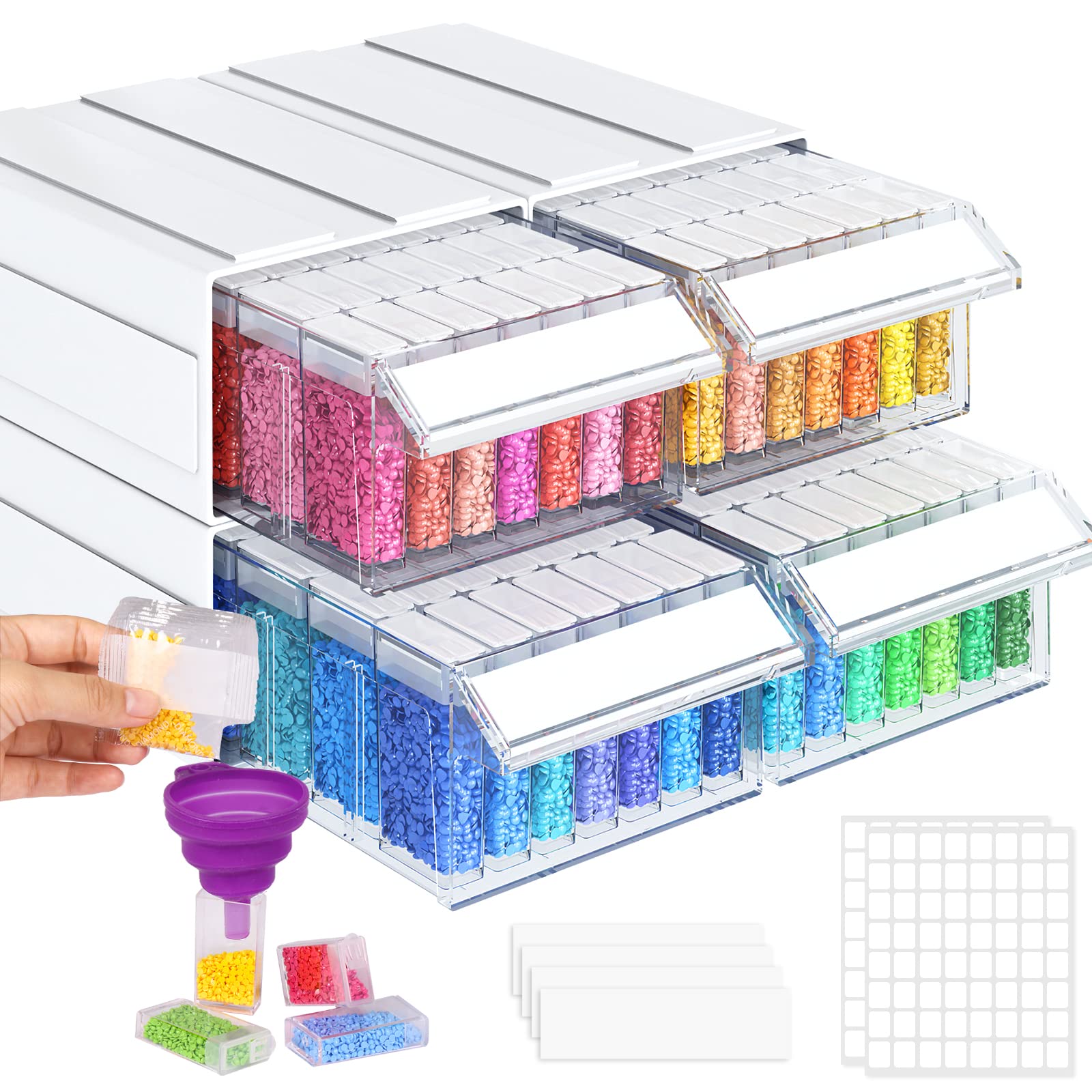 Quefe 4pcs Diamond Painting Storage Containers 152 Slots Stackable Drawer  Bead Organizer with Diamond Painting Accessories for Bead Diamonds DIY Art  Craft Rhinestones Seed