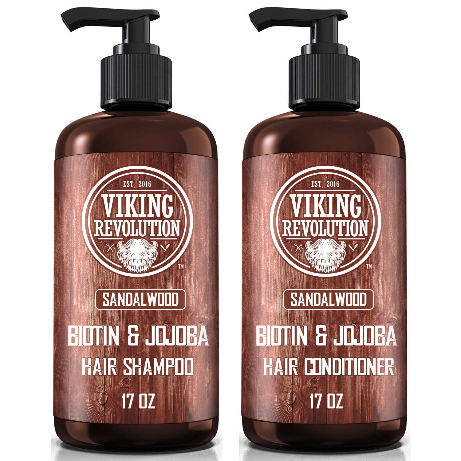 Viking Revolution Sandalwood Shampoo and Conditioner Set with Biotin and  Jojoba Oil - Mens Shampoo and Conditioner