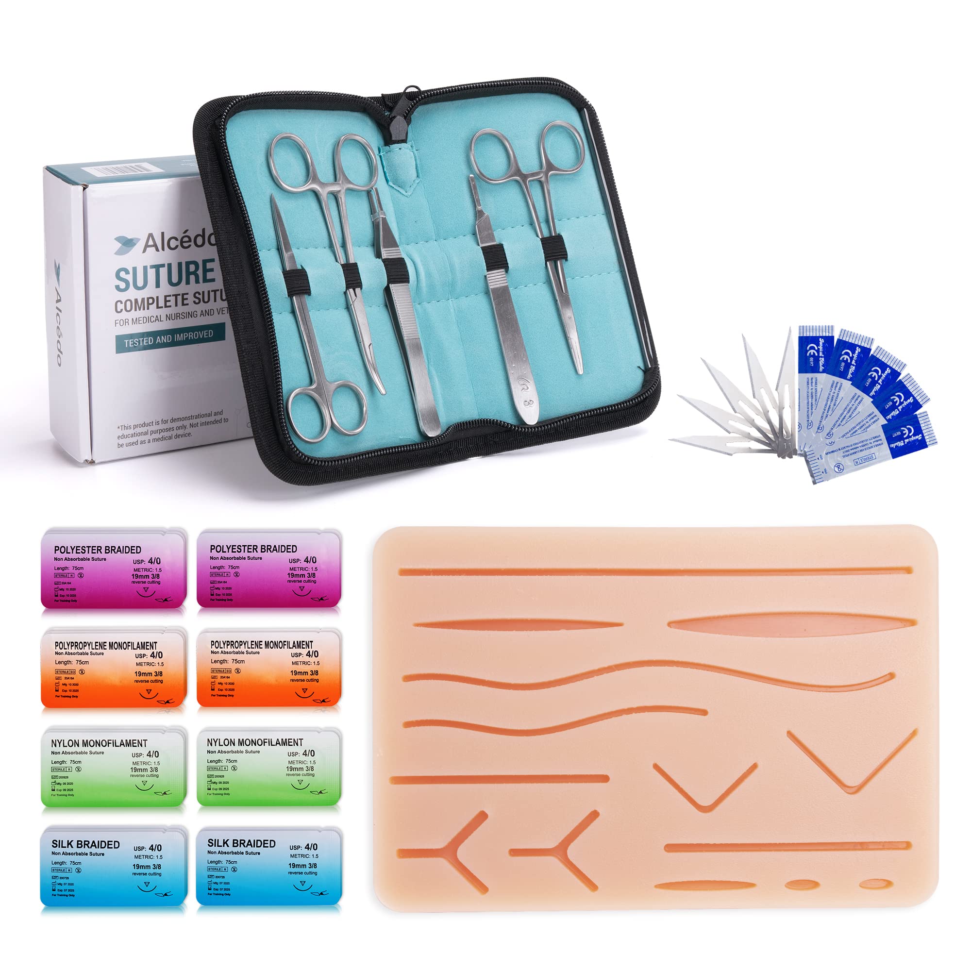 Advanced Suture Practice Kit for Medical Students (35 Pcs) – Tool Kit with  Variety of Suture Threads, 3 Top Quality Suture Pads (Education Only)