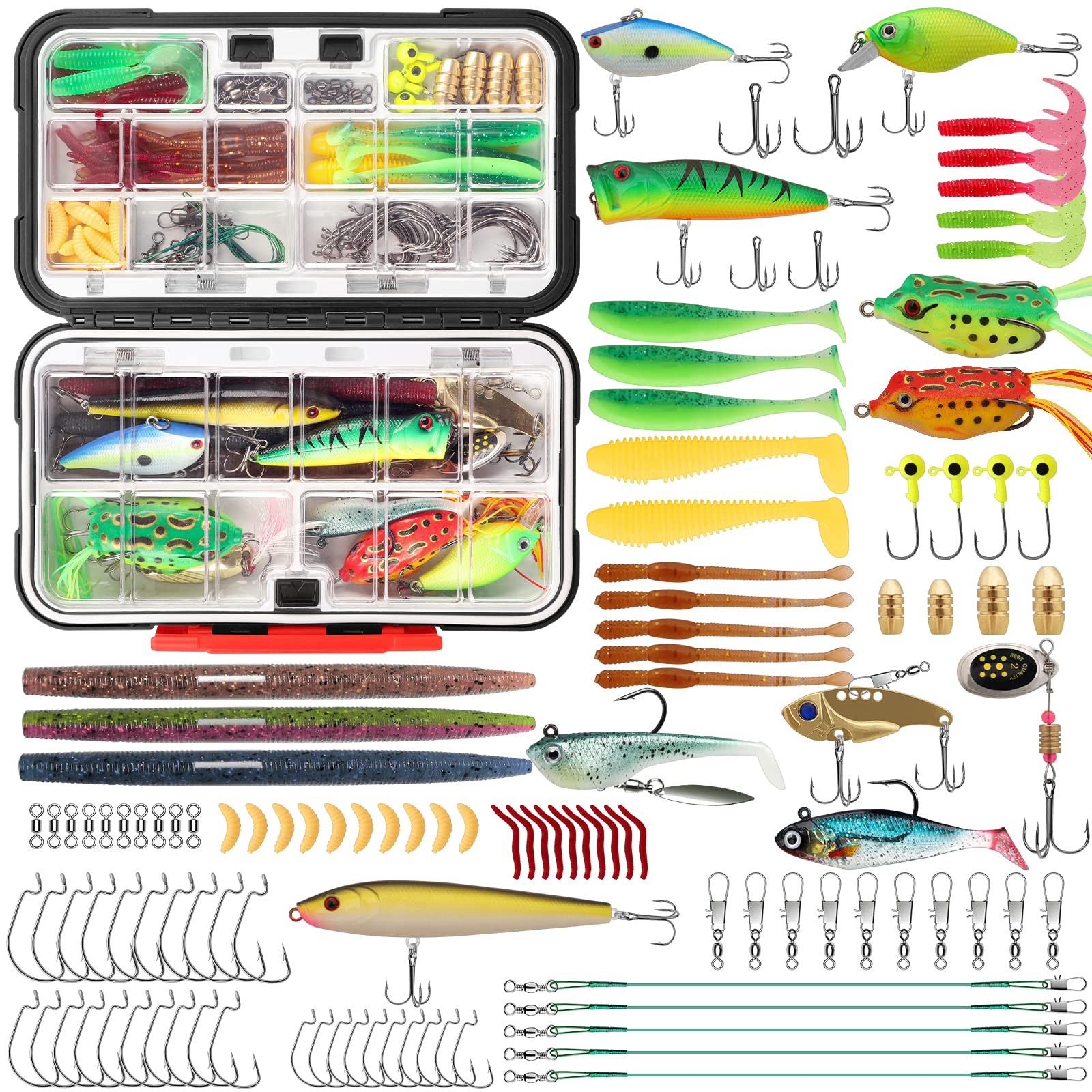 TRUSCEND Fishing Lures Kit with Tackle Box for Bass Trout Selmon