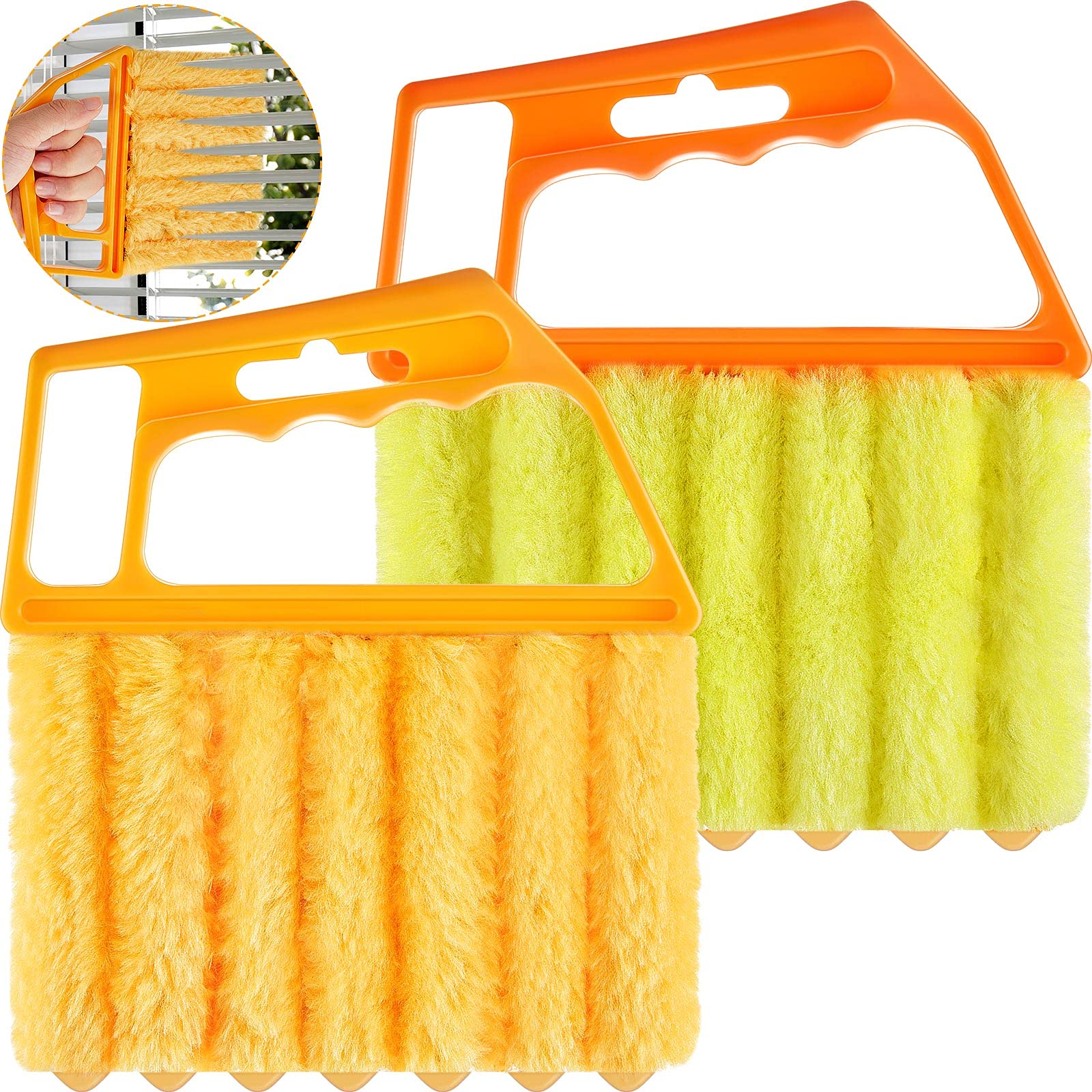 Blind Cleaner Duster Tool, 7 Finger Dusting Cleaner Tool for Window  Venetian, Washable Mini Cleaner Brush, Hand held Cleaner Tool for Air  Conditioner Wood Blinds Dust Dirt (2 Colors, 2 Pieces) Orange,yellow 2