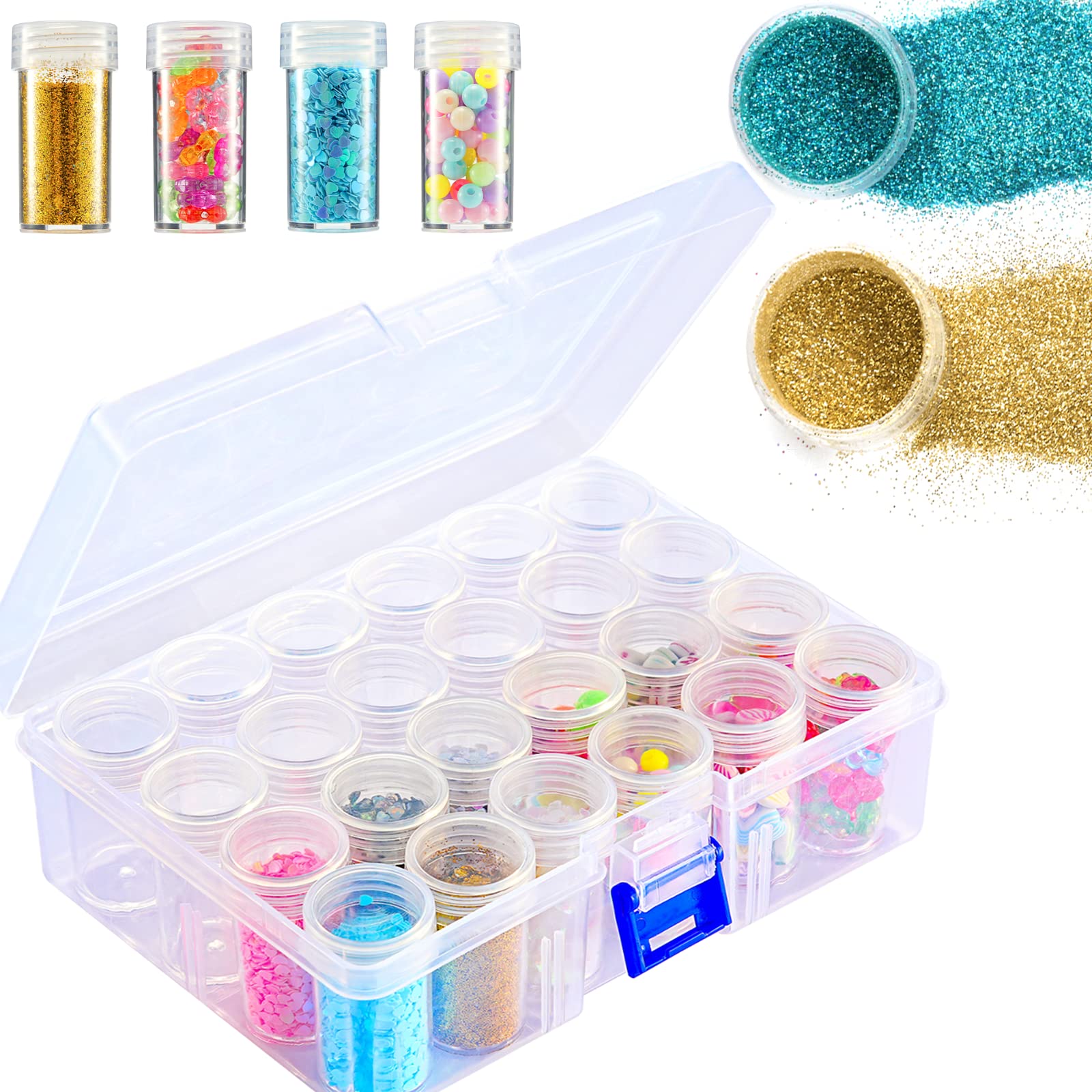Diamond Embroidery Storage Case, 30 Slots Painting Jewelry Beads  Compartments Clear Box Shockproof Double Seal 5D Diamonds Glitter  Rhinestones