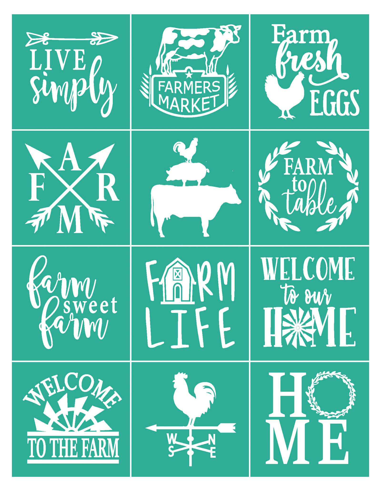 BOOLOOEN Silk Screen Stencils Mesh Stencils Reusable Self Adhesive Screen  Stencil 8.5 * 11inch farm life