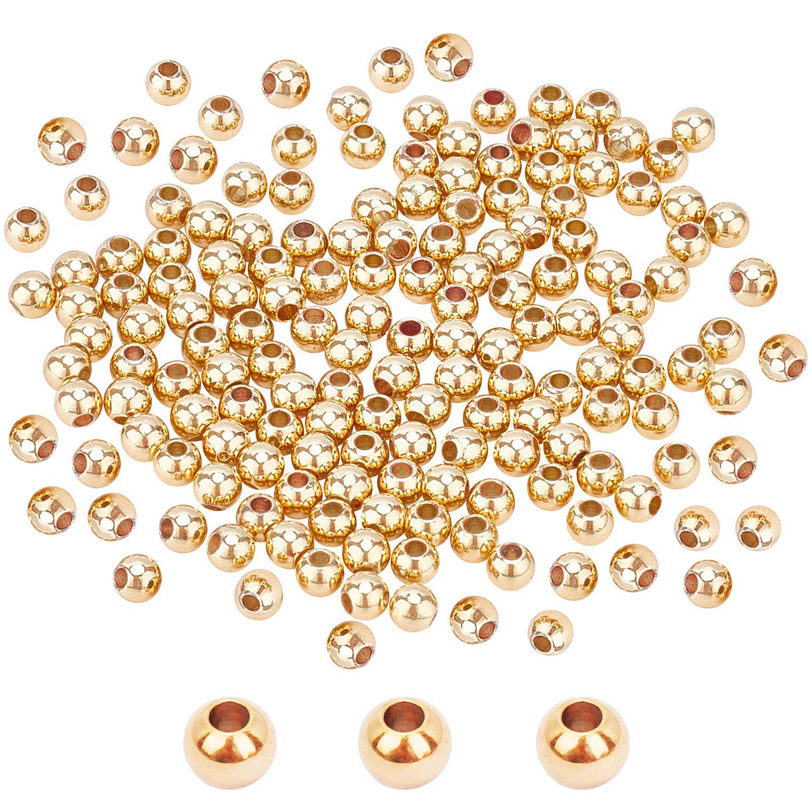 18K gold plated beads, Tiny spacer metal beads for Jewelry making