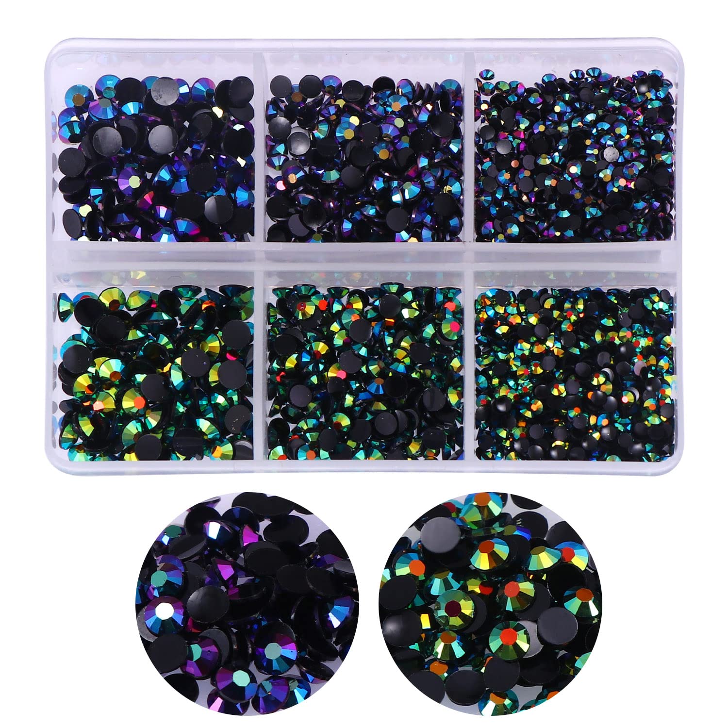 3000pcs Flatback Rhinestones for Crafts Black AB Crystals Rhinestone Resin  Flatback Rhinestones Glitter Gems Nail Diamonds
