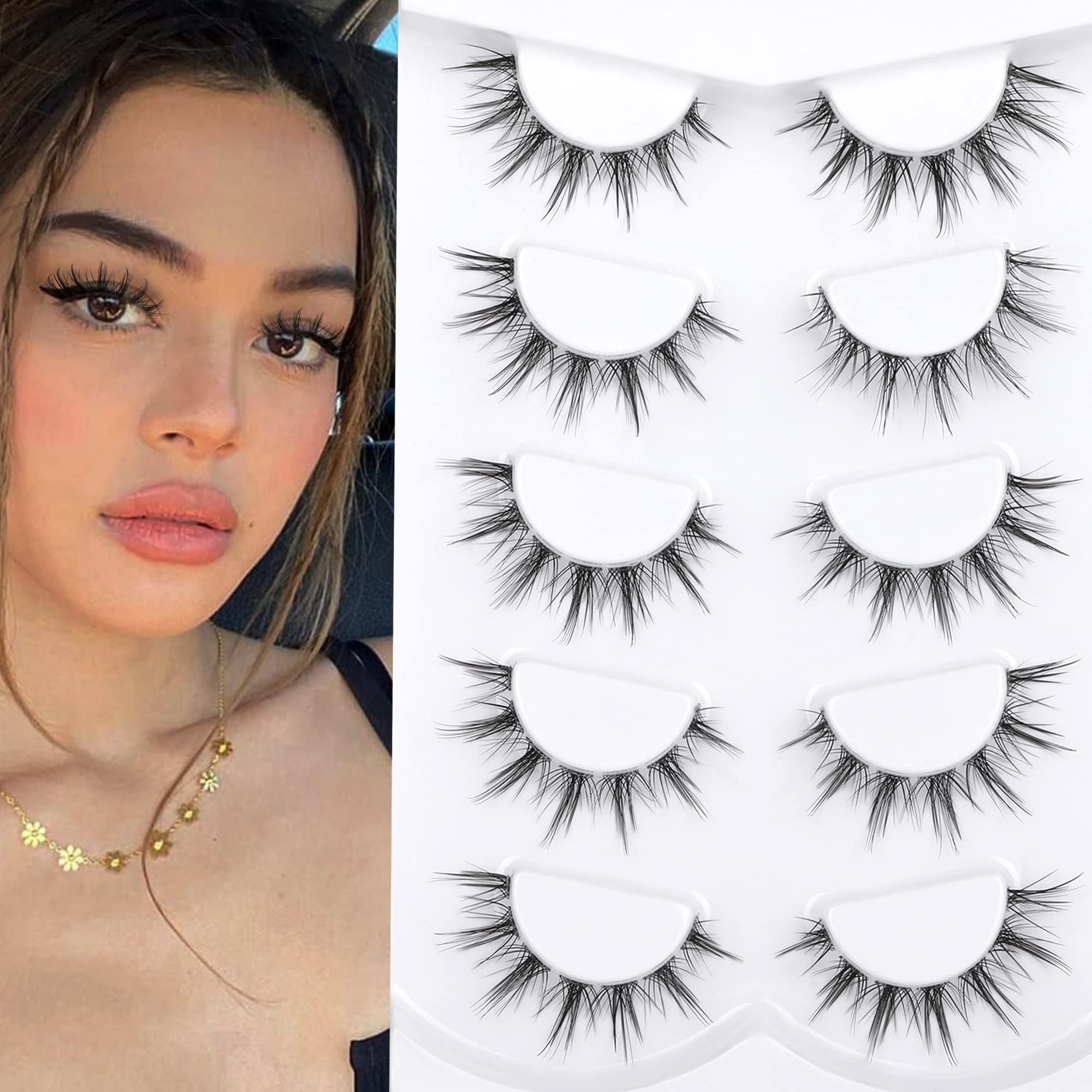 Manga Lashes, Spiky Korean Anime False Eyelashes Natural Look, Japanese  Wispy Strip 3D Fluffy Lashes, that Look Like Individual Clusters Lashes,  Asian