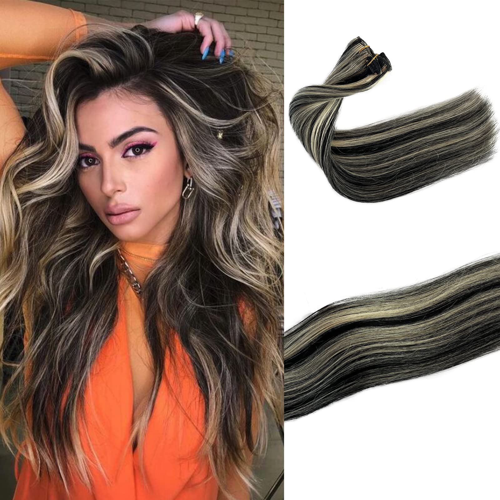 Human Hair Clip in Extensions 70g 7pcs Clip in Human Hair Extensions  Straight Remy Hair Clip