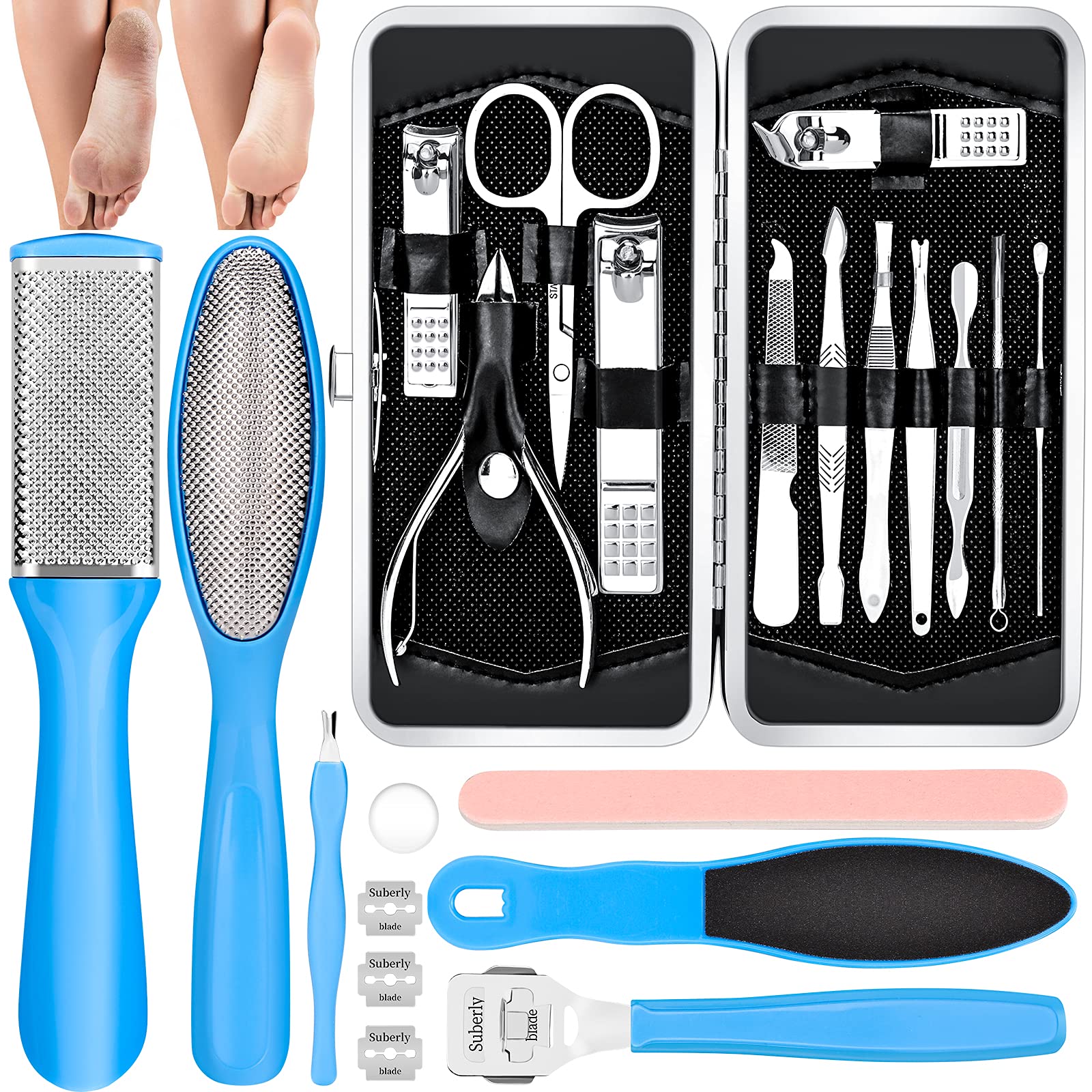 Great Choice Products 23Pcs Set Pedicure Kit Rasp Foot File Callus Remover  Nail Professional Care Tool