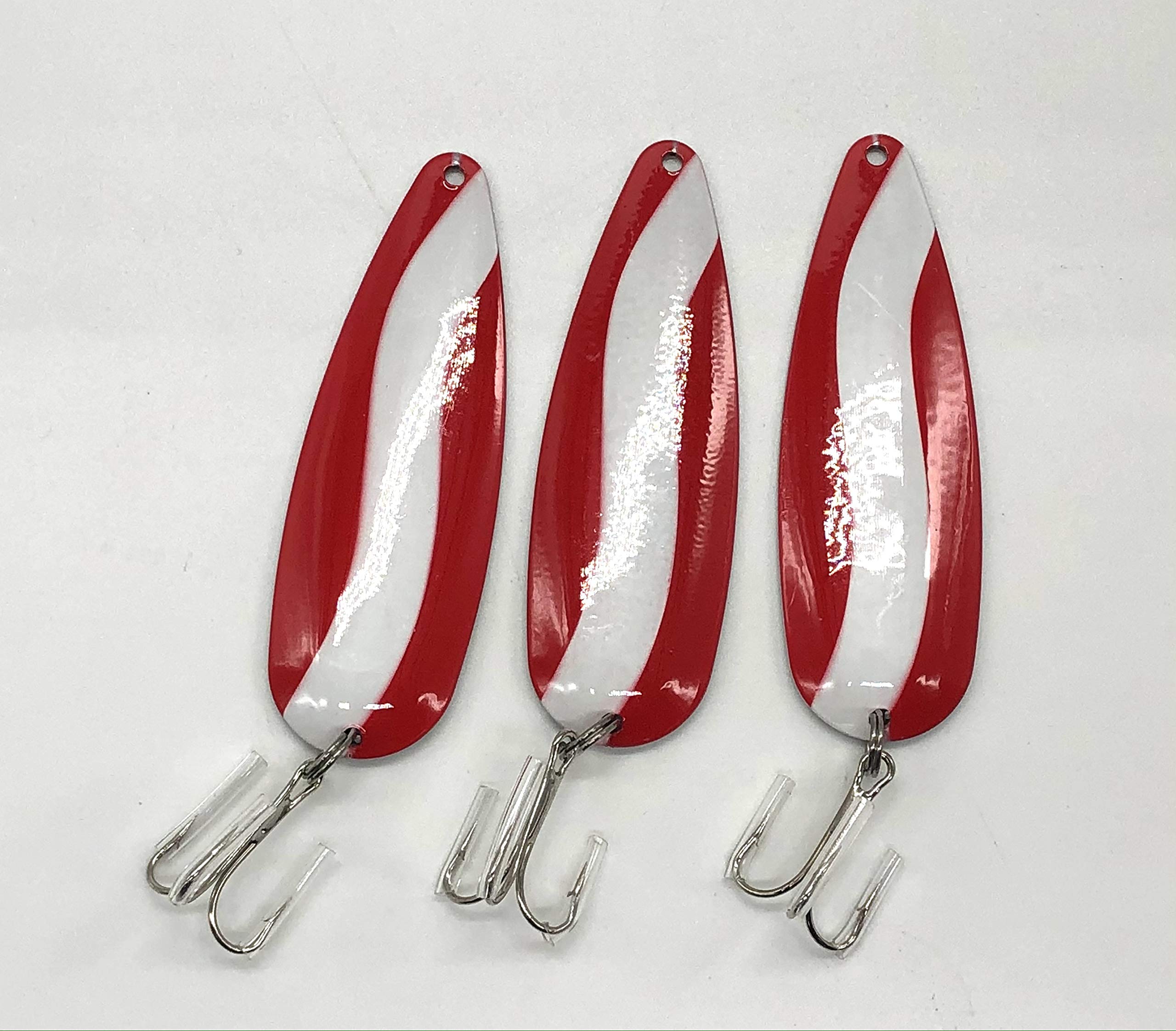 Klima Red & White Spoon with Treble Metal Hooks for Casting Fishing Northern  Pike Walleye, 4 3/4 Large Mouth Bass Freshwater Best Canadian Lure for  Lakes (3-Pack)