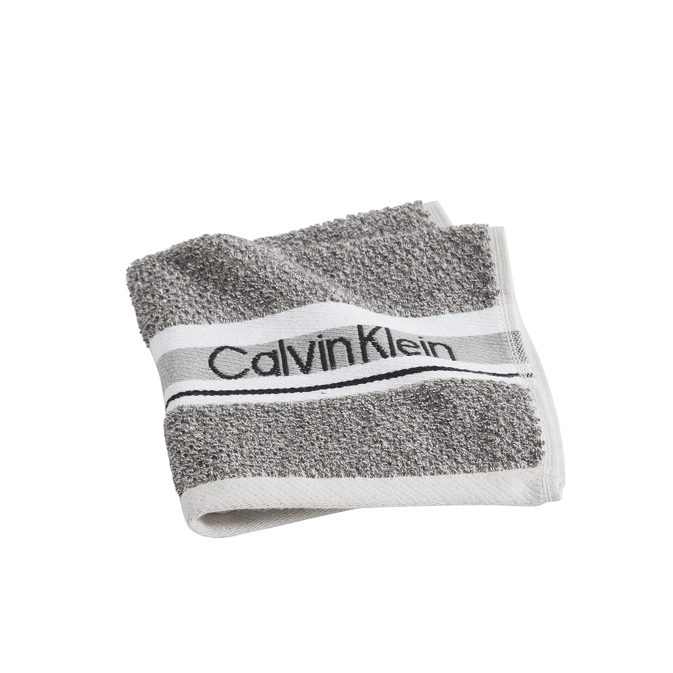 Calvin Klein Grindle Logo Band Printed 1 Piece Terry Washcloth - 13 x 13  Inches, 100% Cotton 500 GSM (Teal)