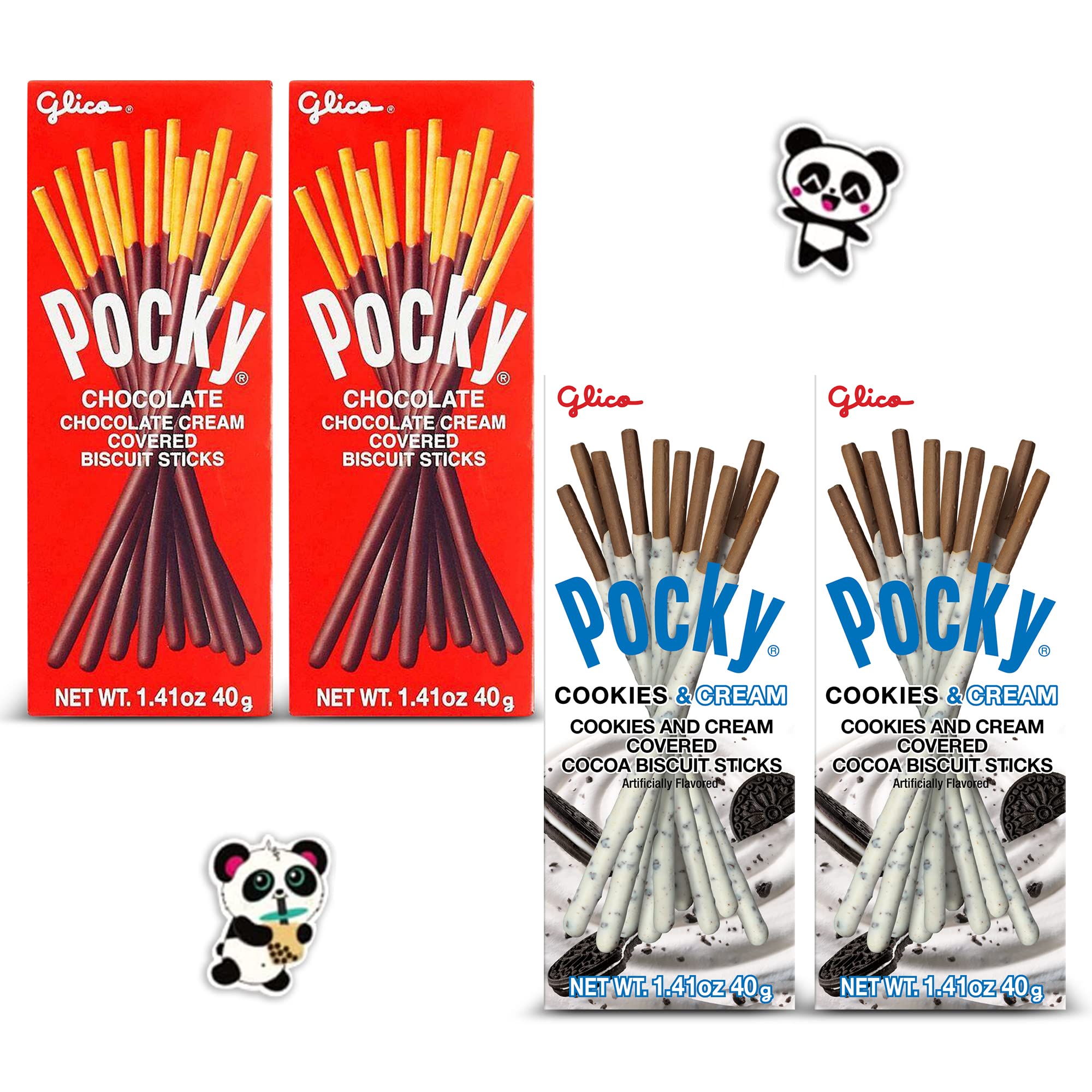 Pocky Sticks Cookies Japanese Snacks Variety Pack of 4 Asian Snacks - 2 x Chocolate  and 2