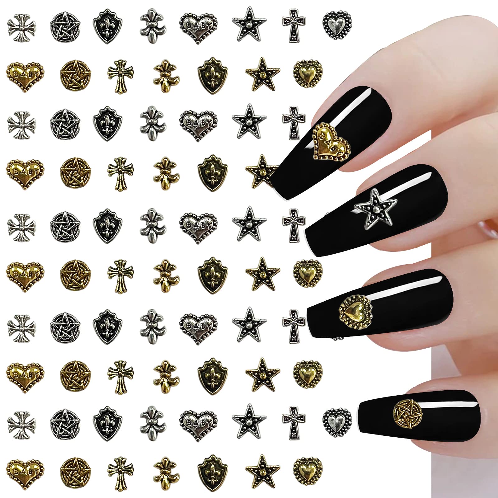 100PCS Gold Rhinestones for Nails 3D Nail Charms for Acrylic Nails